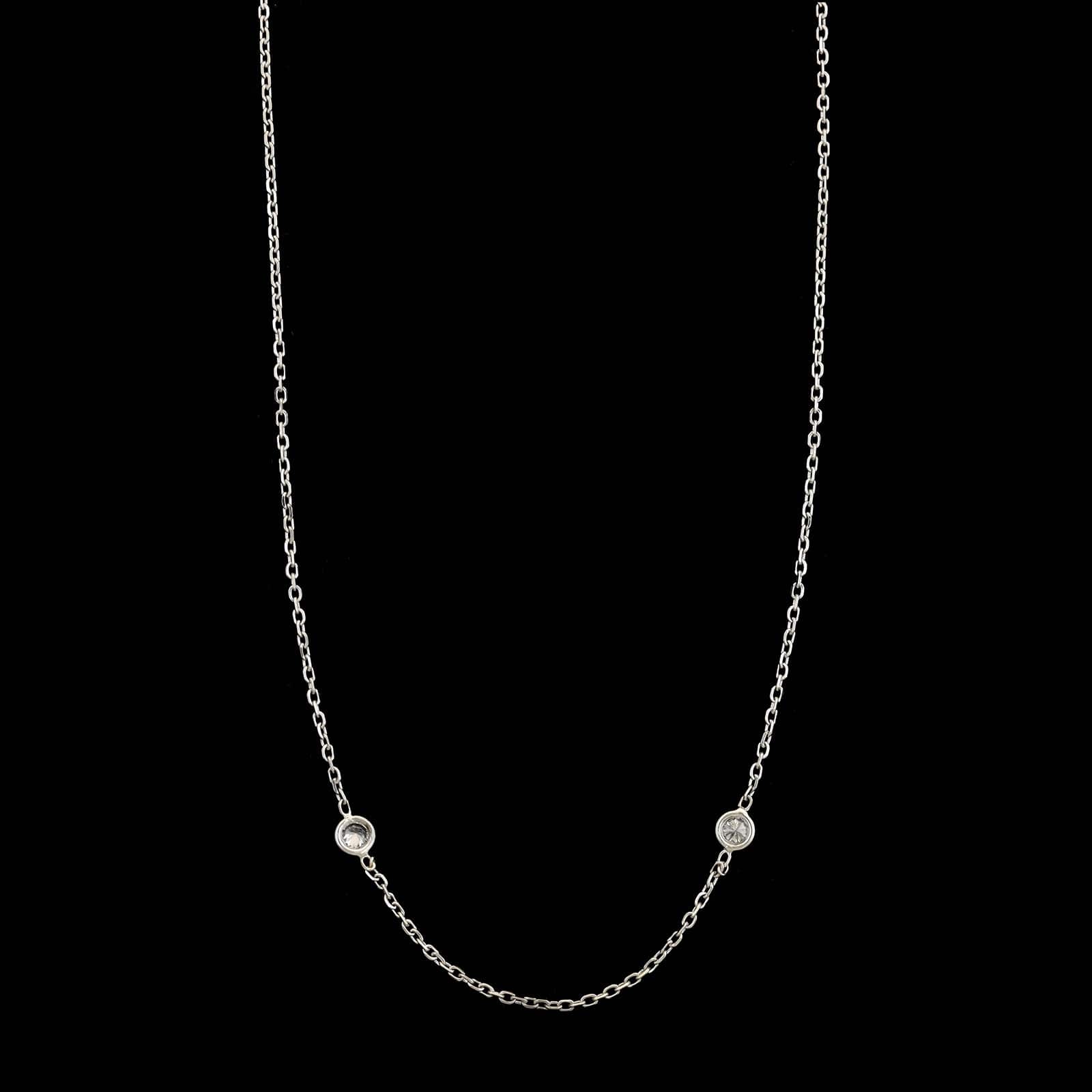 14K White Gold Estate Diamond by the Inch Necklace - Image 2