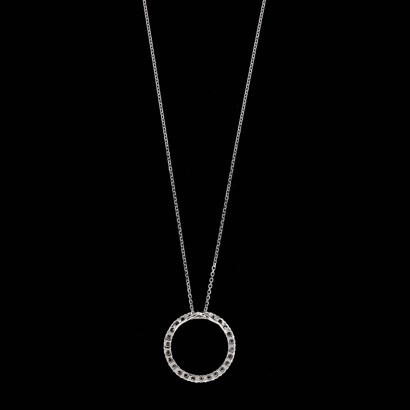 14K White Gold Estate Diamond Circle Pendant Necklace - Image 2