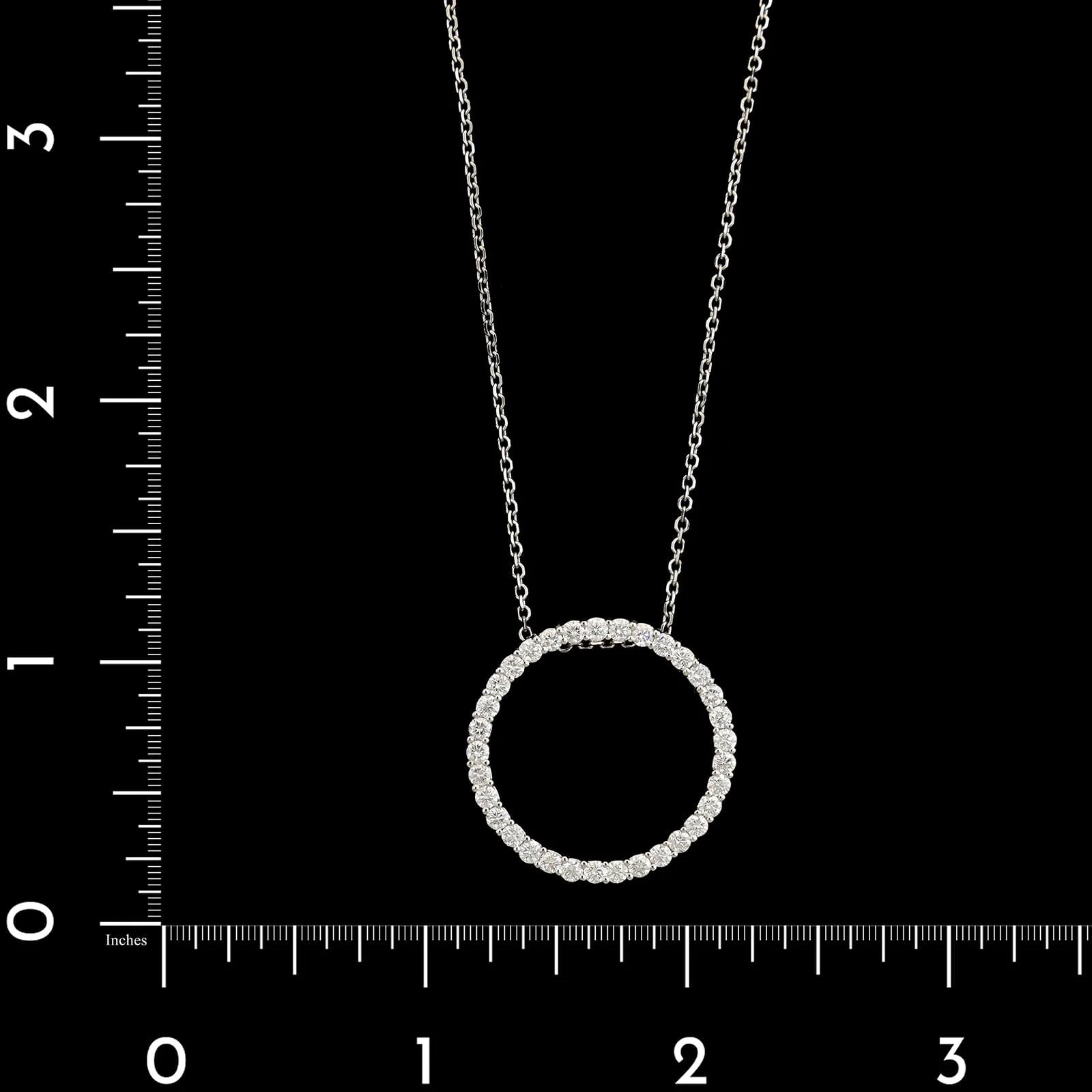 14K White Gold Estate Diamond Circle Pendant Necklace - Image 4