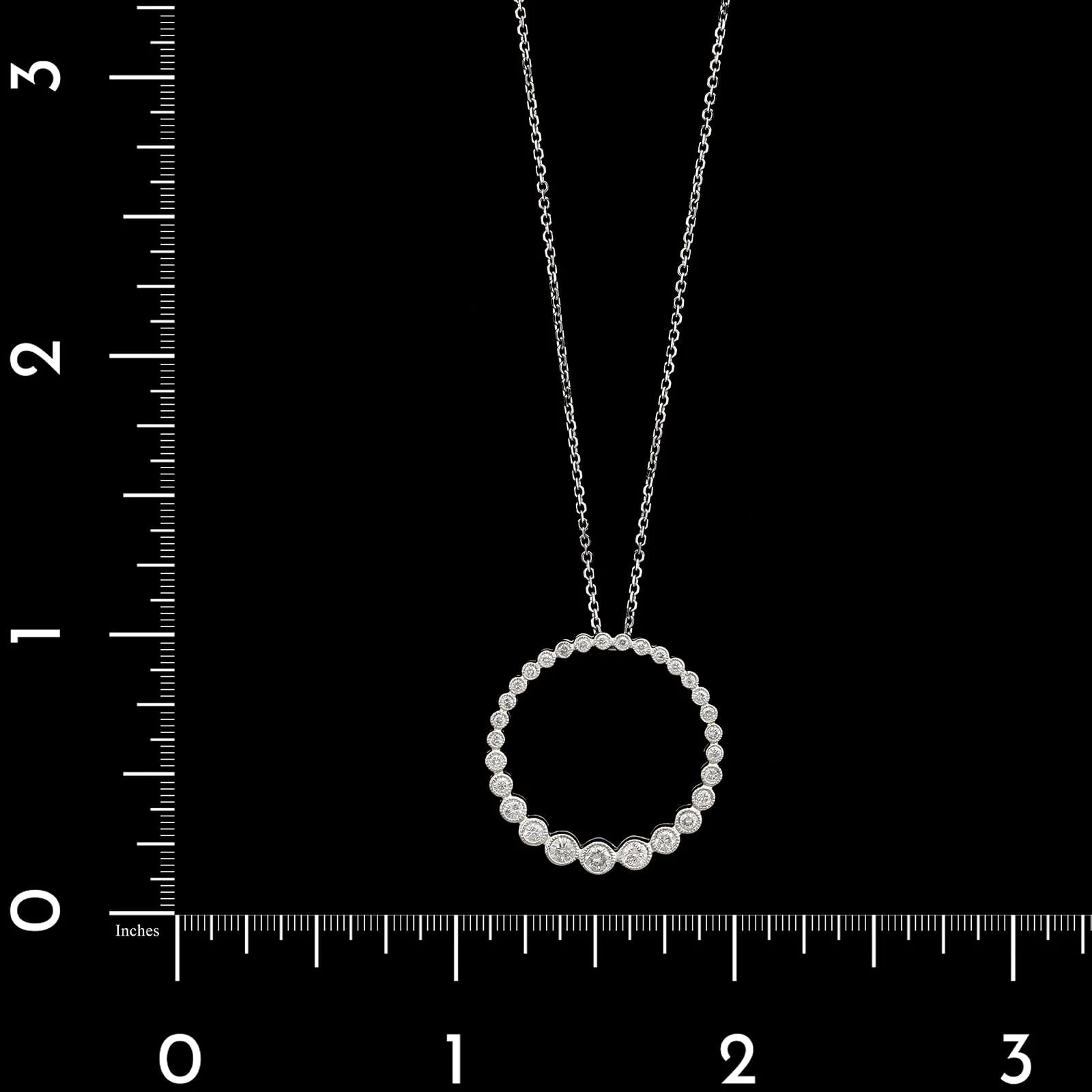 14K White Gold Estate Diamond Circle Pendant Necklace - Image 4