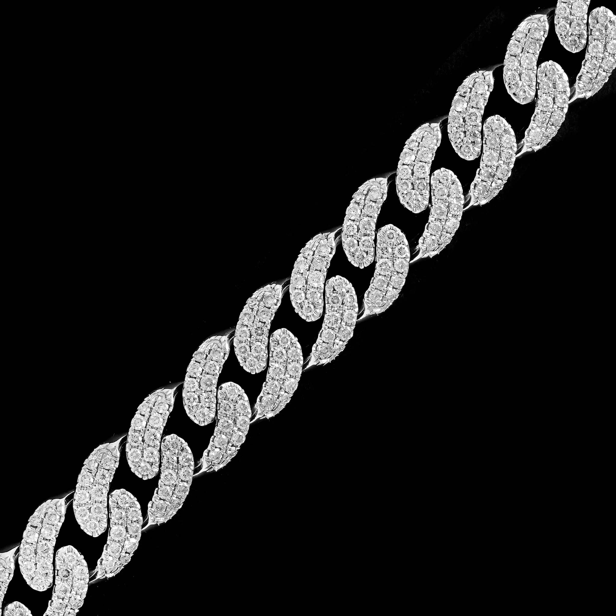 14K White Gold Estate Diamond Curb Link Bracelet - Image 2