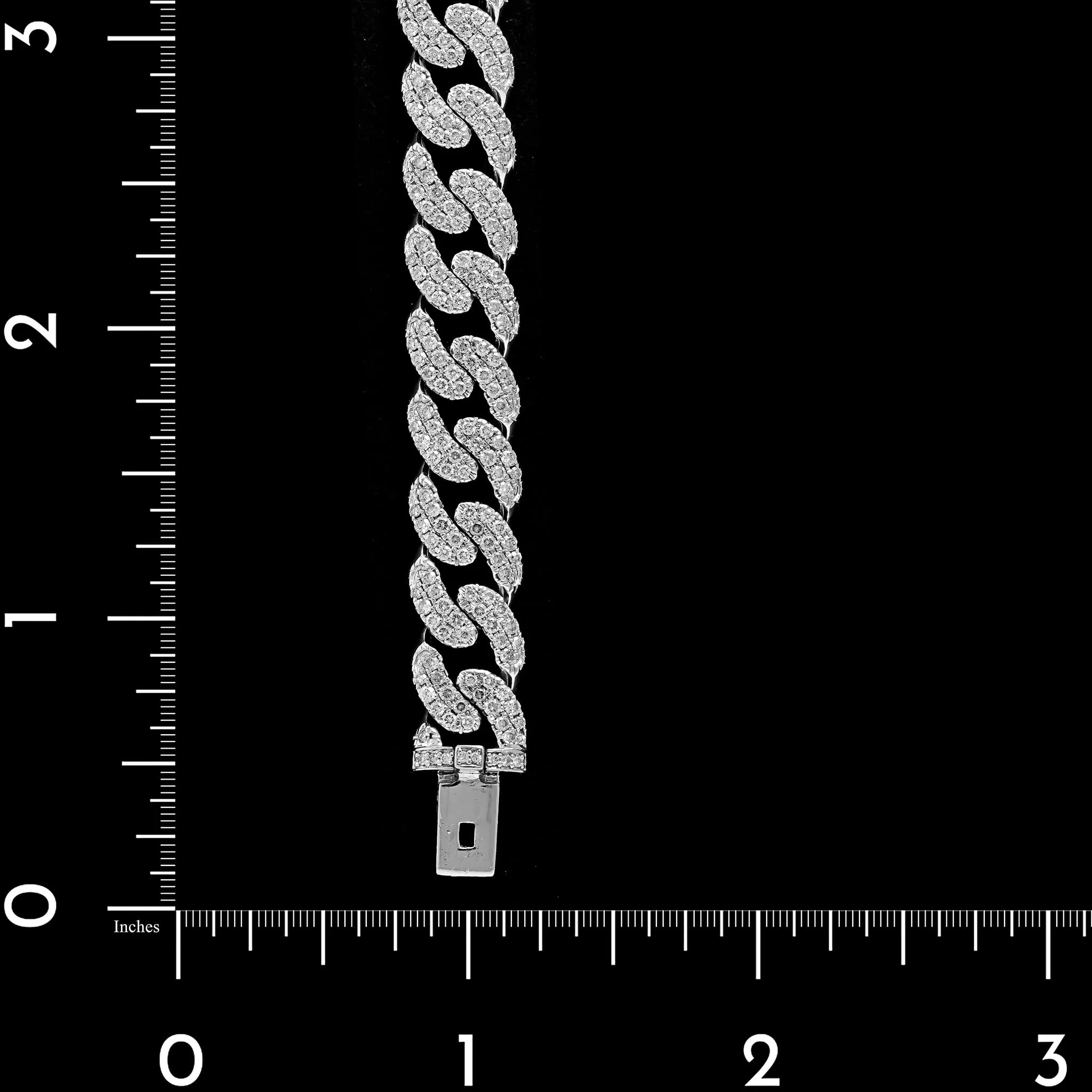 14K White Gold Estate Diamond Curb Link Bracelet - Image 3