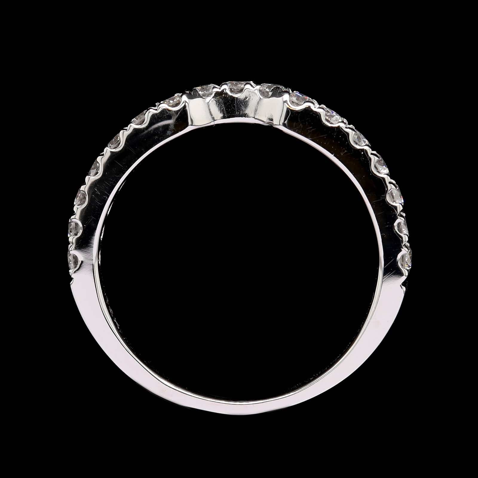 14K White Gold Estate Diamond Curved Wrap Band - Image 3