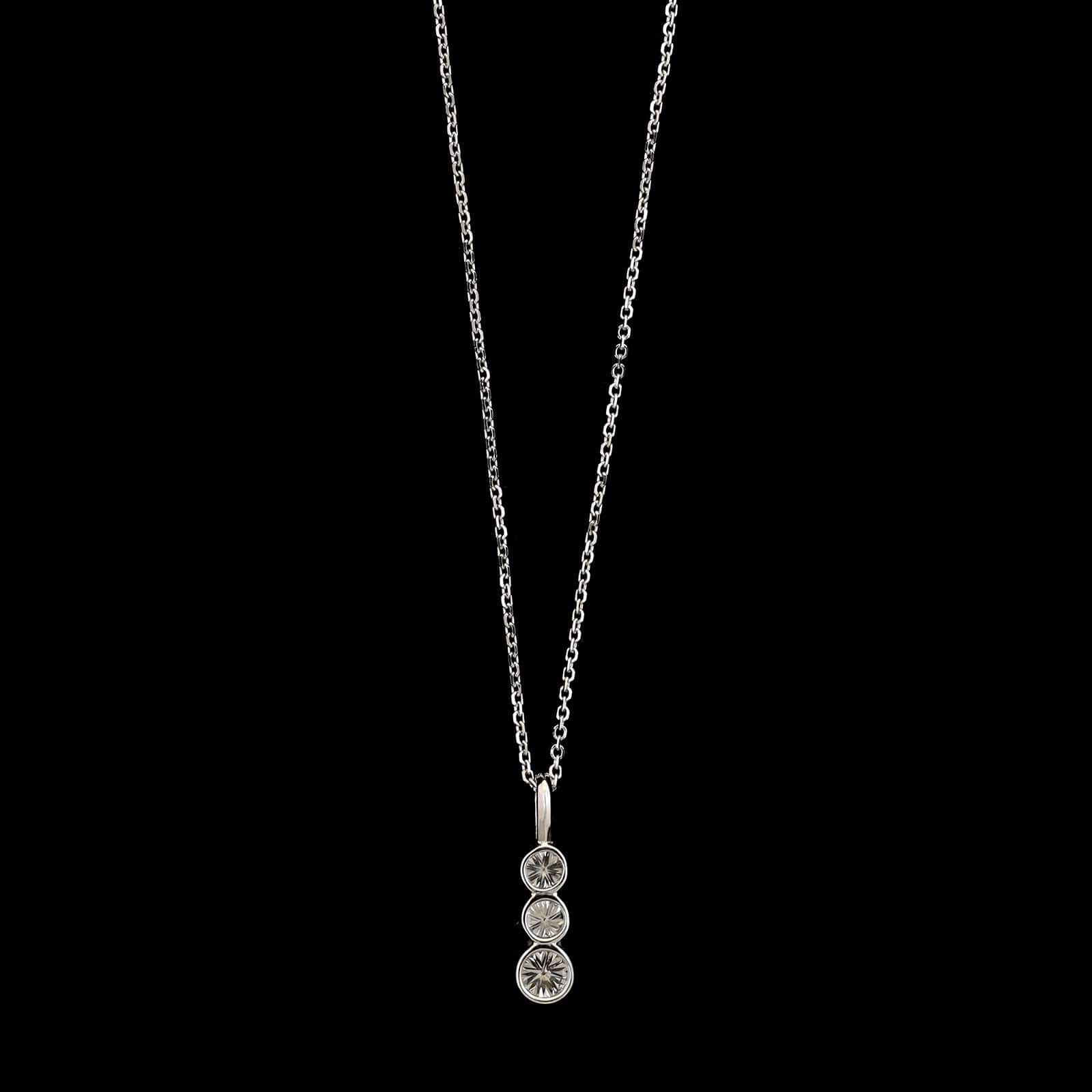 14K White Gold Estate Diamond Drop Pendant Necklace - Image 2