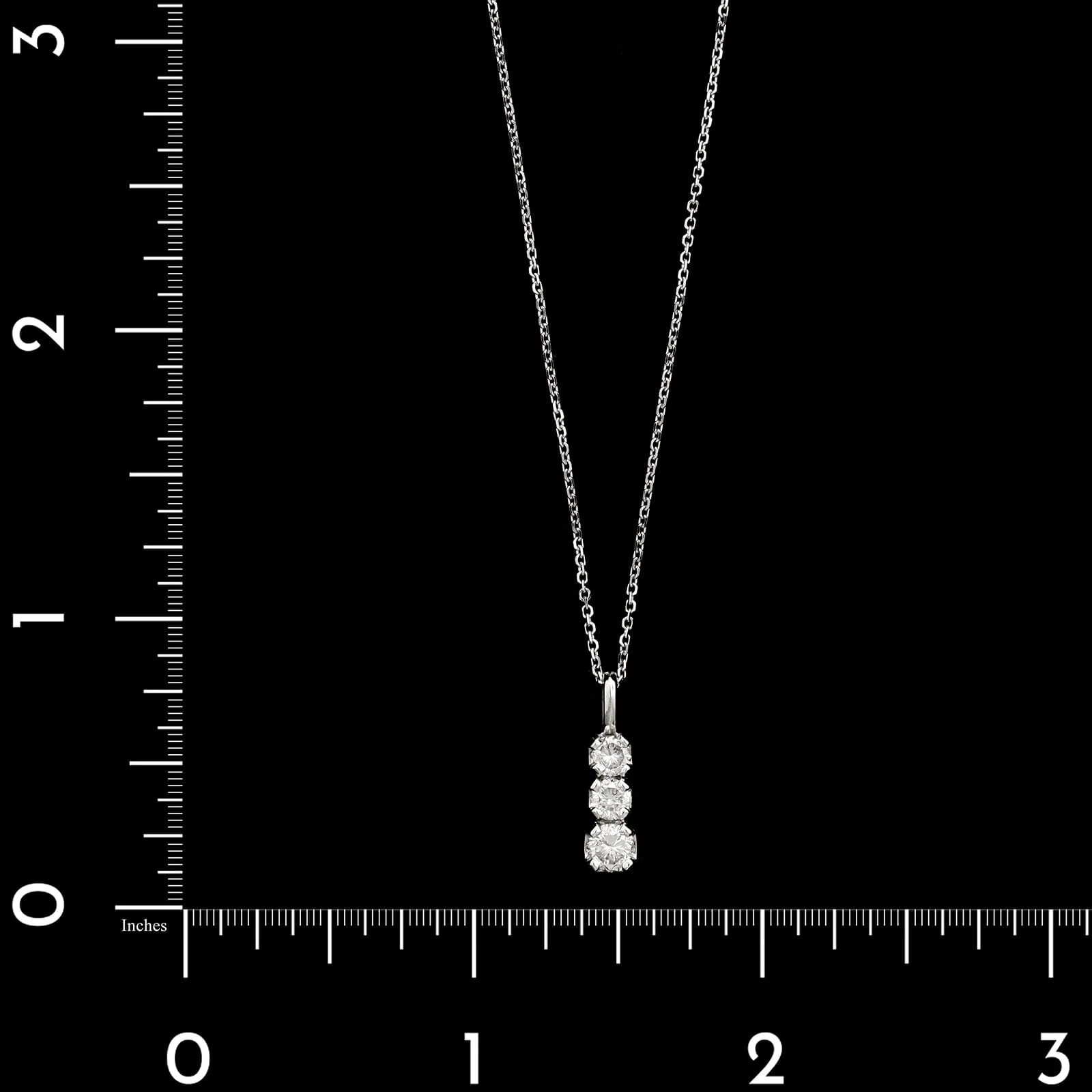 14K White Gold Estate Diamond Drop Pendant Necklace - Image 4