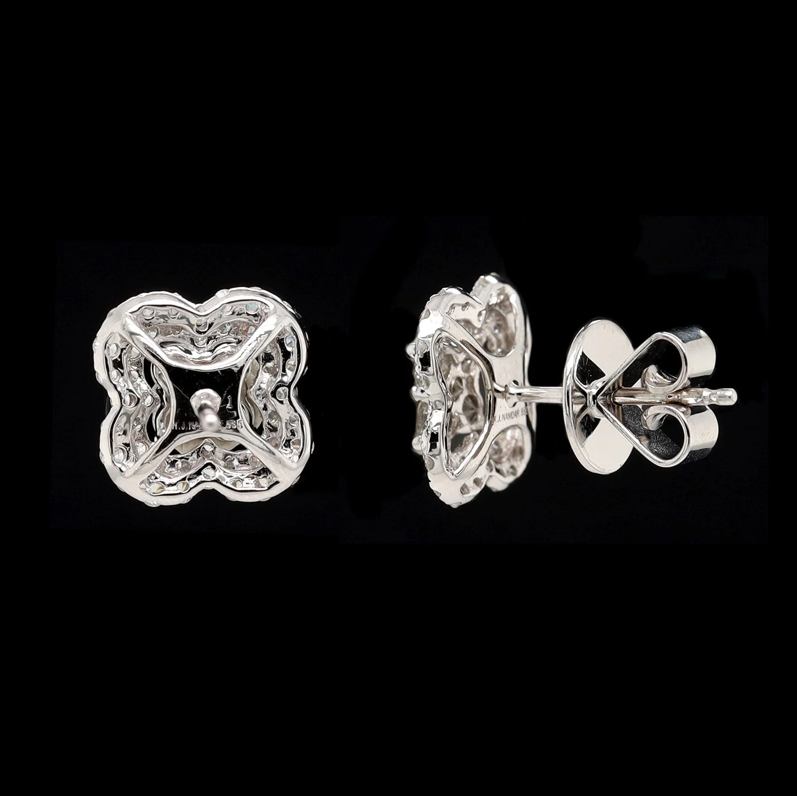 14K White Gold Estate Diamond Earrings - Image 2