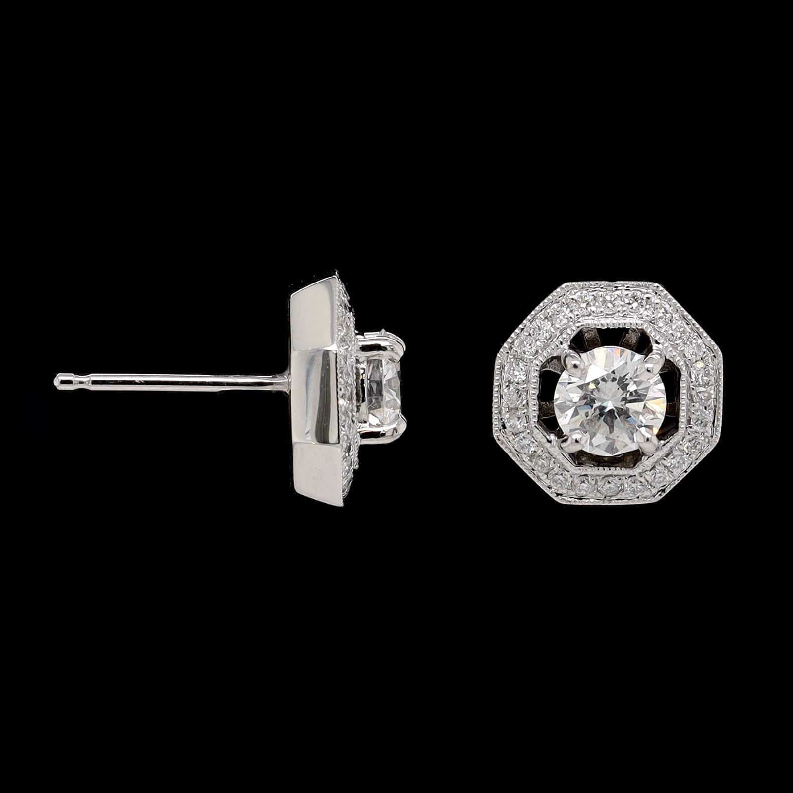 14K White Gold Estate Diamond Earrings