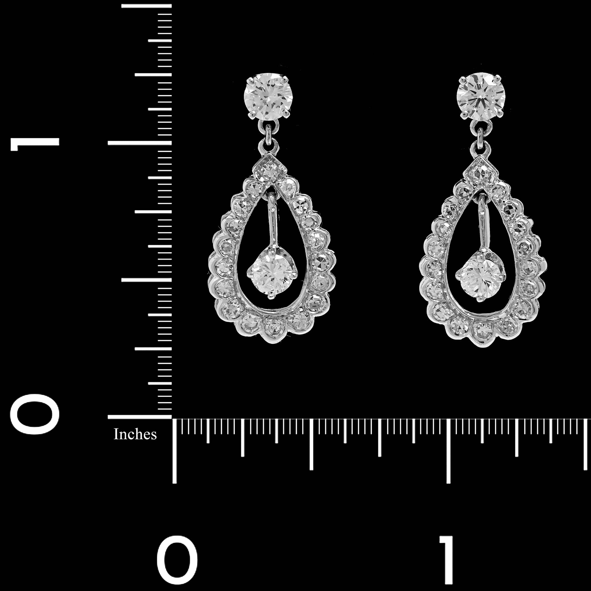 14K White Gold Estate Diamond Earrings - Image 2