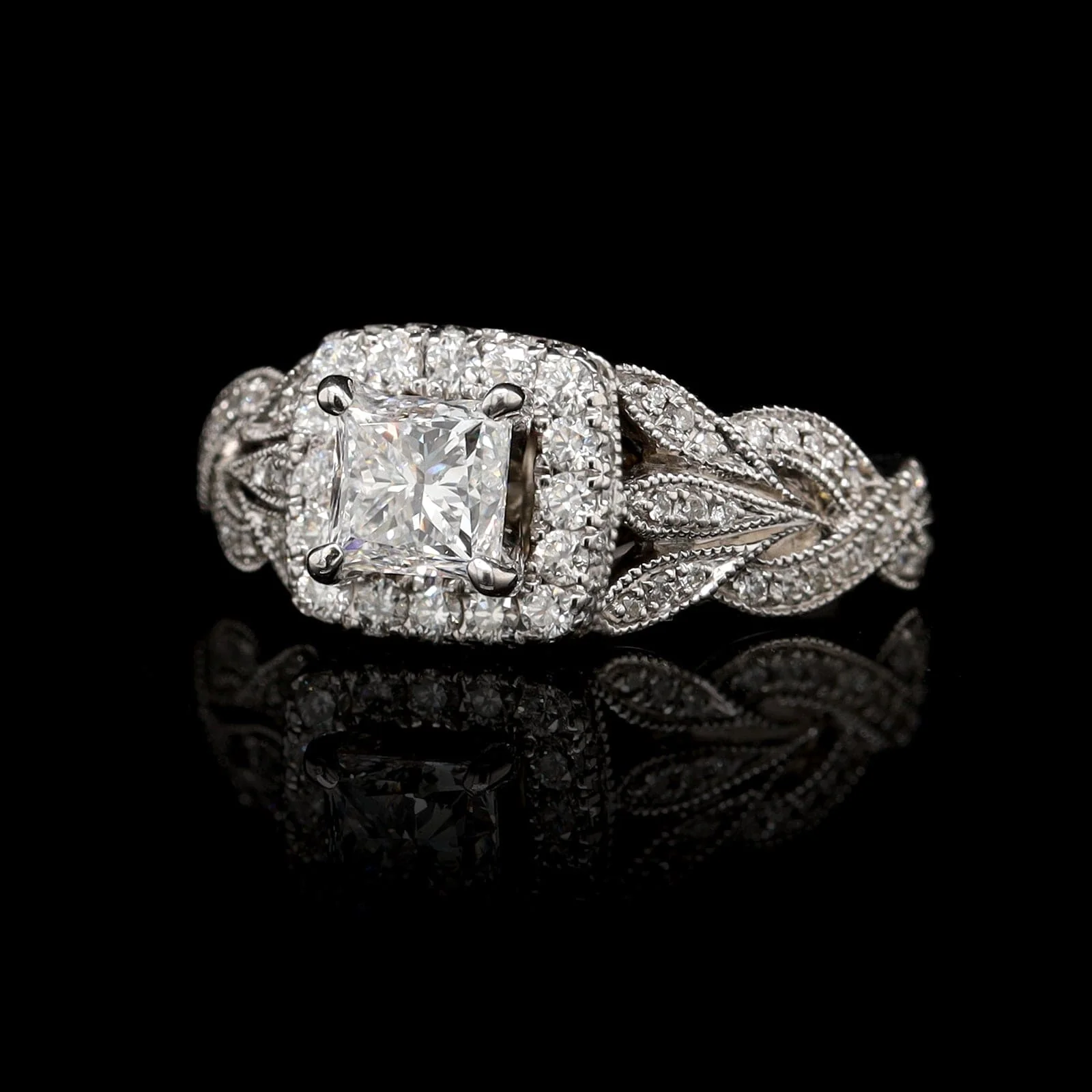 14K White Gold Estate Diamond Engagement Ring