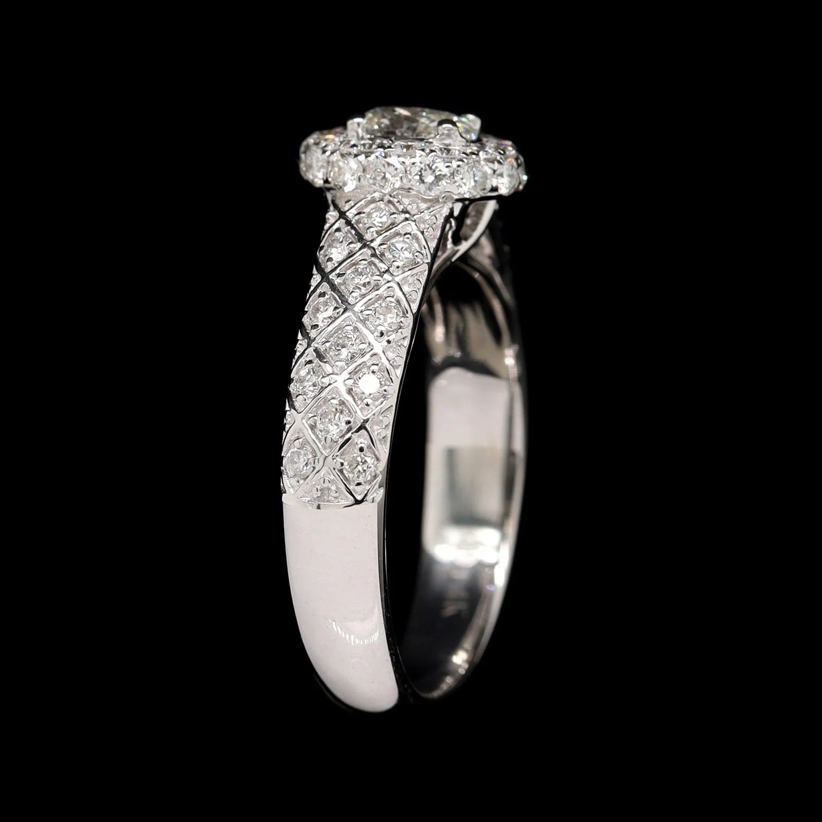 14K White Gold Estate Diamond Halo Engagement Ring - Image 2