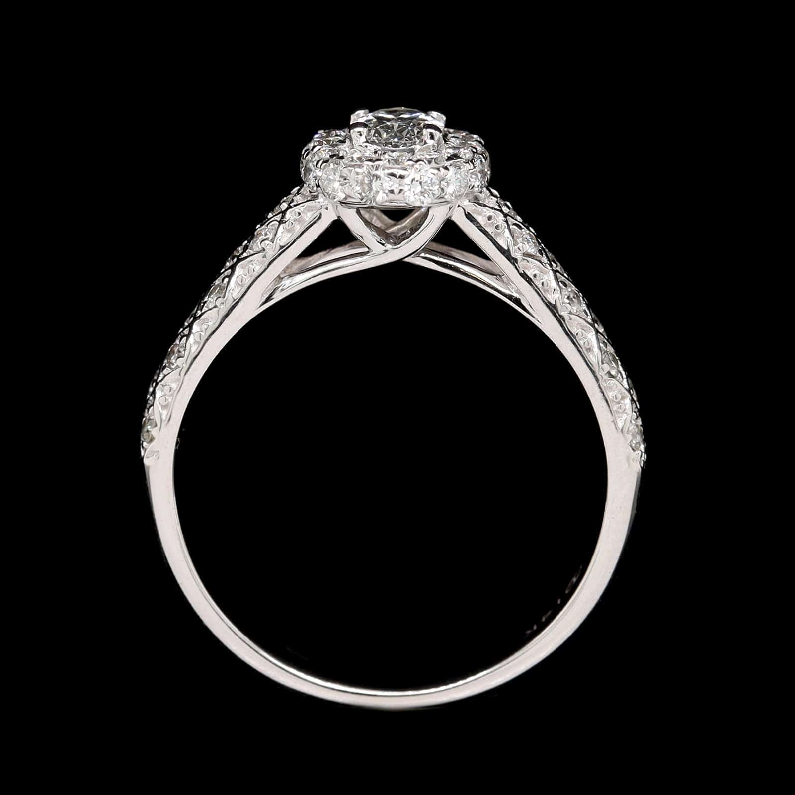 14K White Gold Estate Diamond Halo Engagement Ring - Image 3