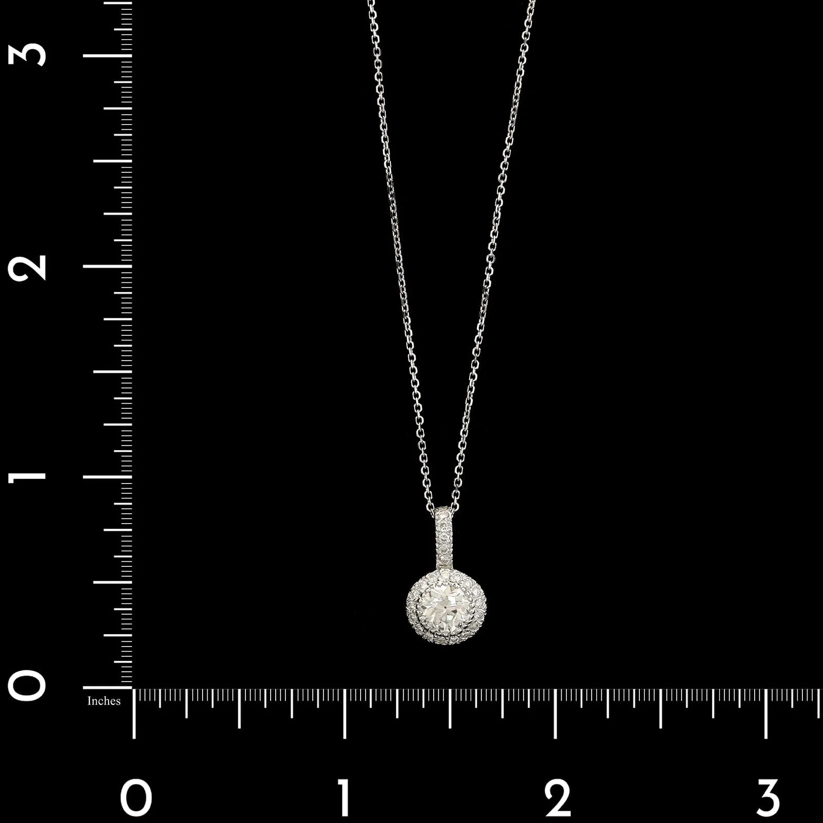 14K White Gold Estate Diamond Halo Pendant Necklace - Image 4