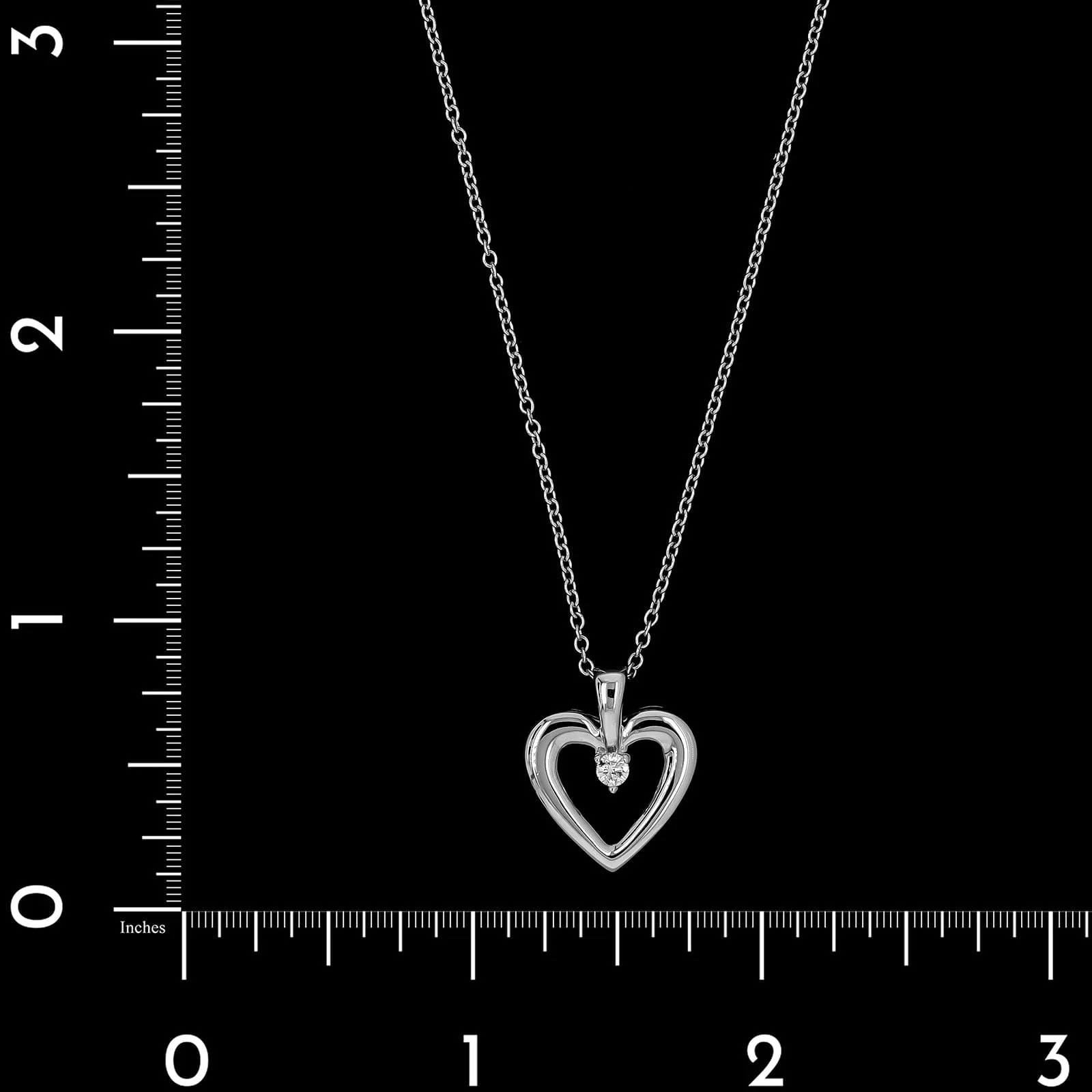 14K White Gold Estate Diamond Heart Pendant Necklace - Image 4
