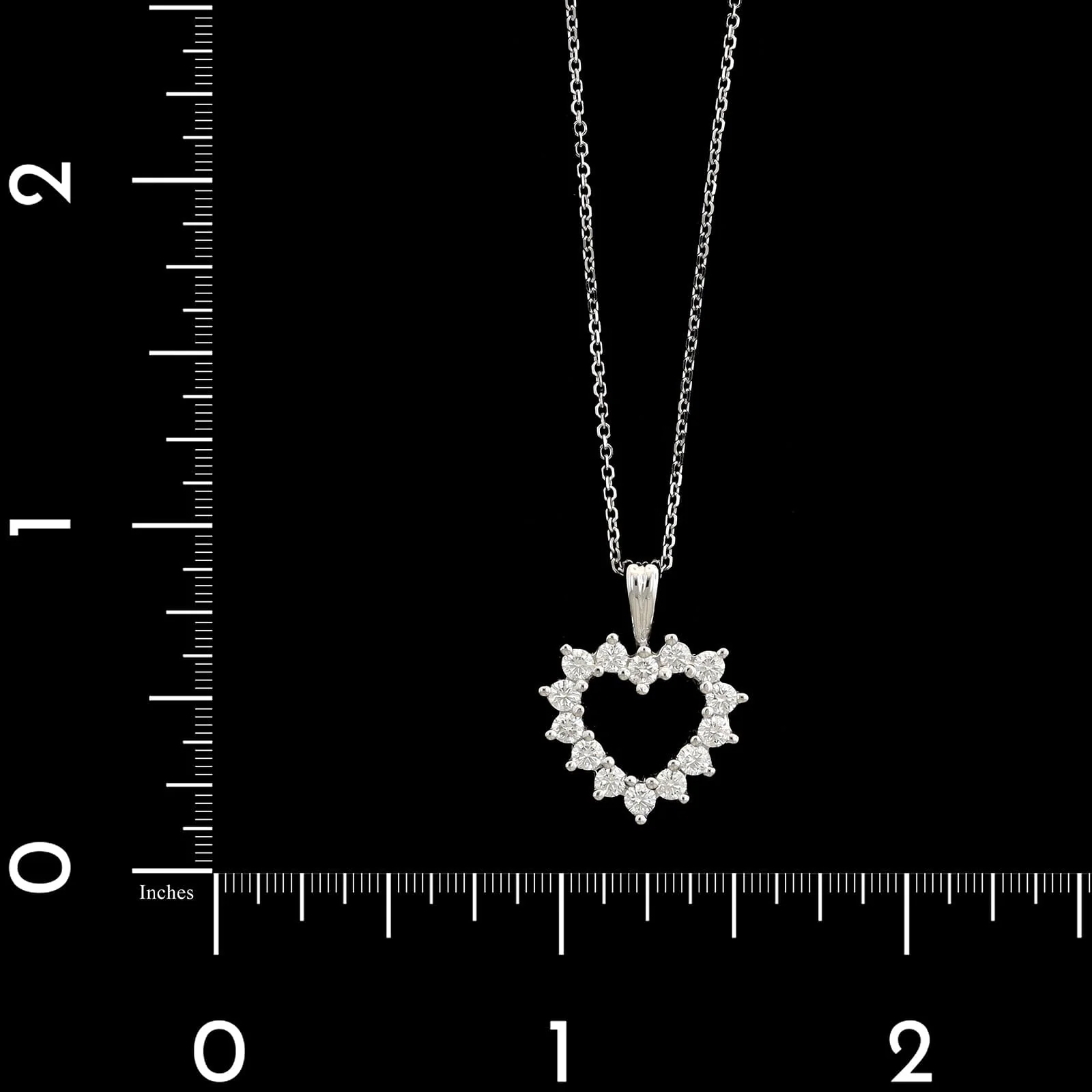 14K White Gold Estate Diamond Heart Pendant Necklace - Image 4