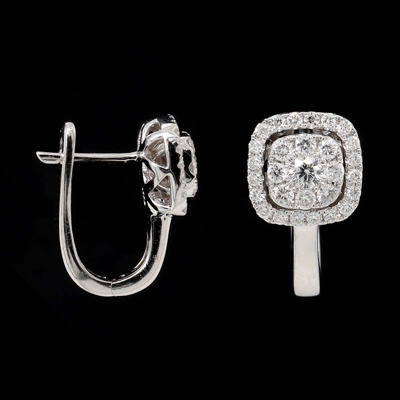 14K White Gold Estate Diamond Hoop Earrings