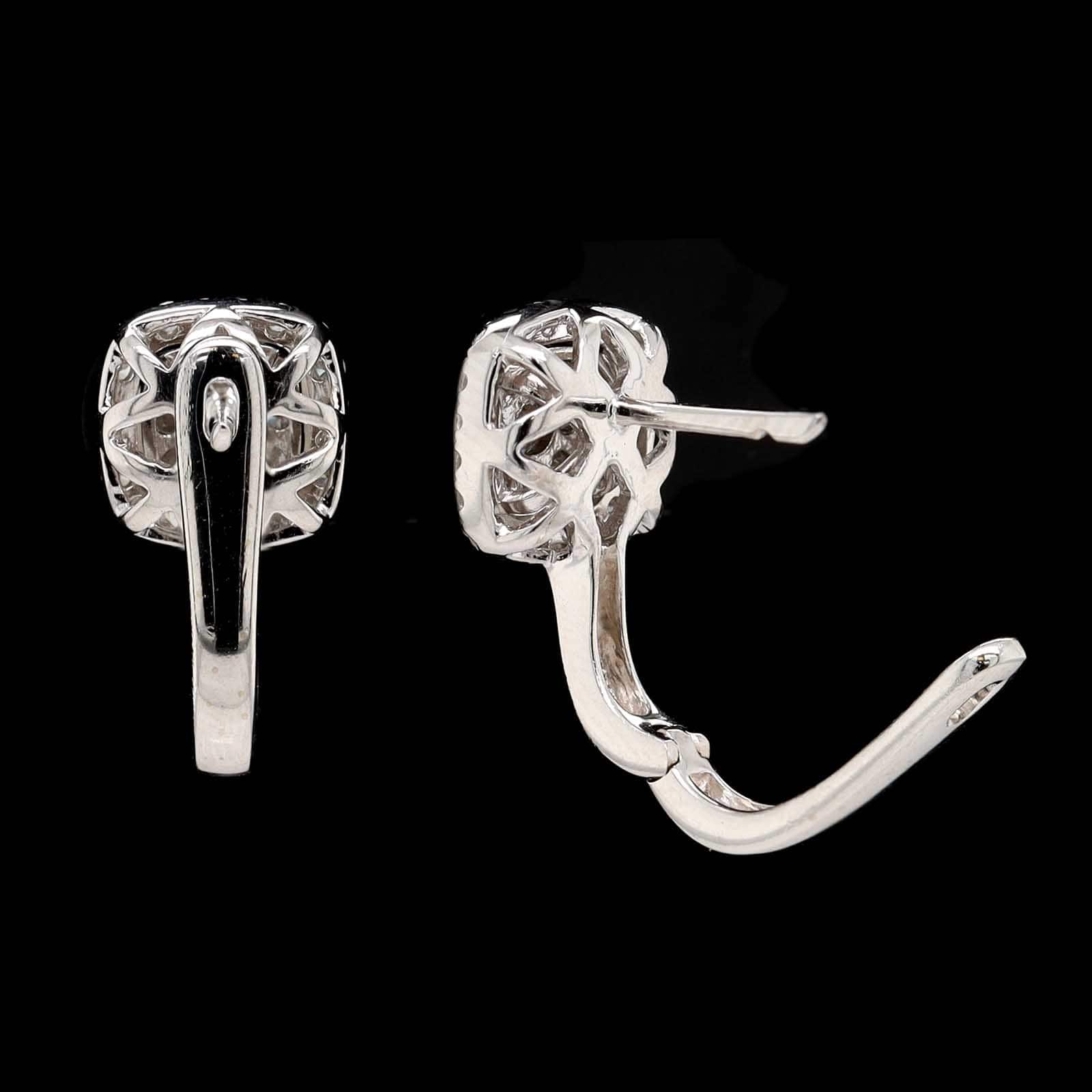 14K White Gold Estate Diamond Hoop Earrings - Image 2