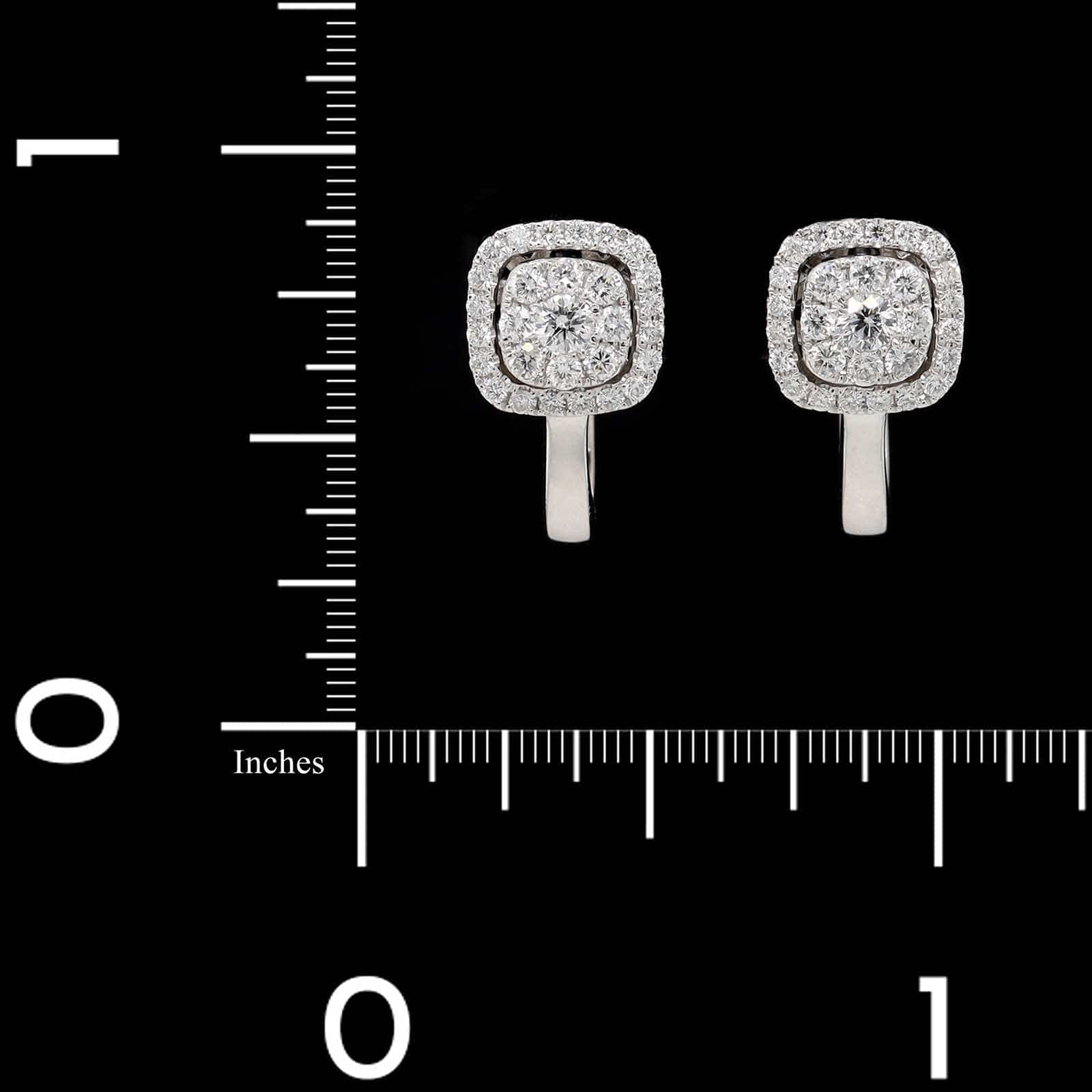 14K White Gold Estate Diamond Hoop Earrings - Image 3