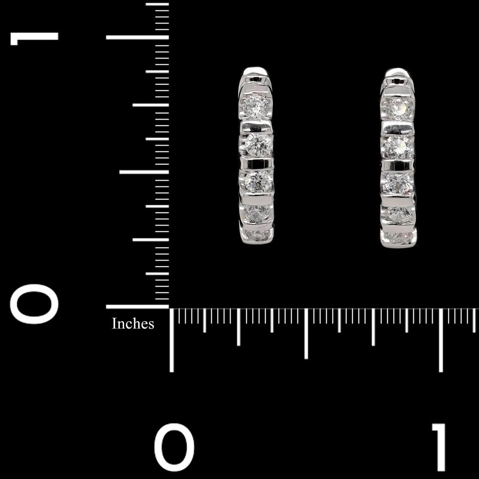 14K White Gold Estate Diamond Hoop Earrings - Image 2