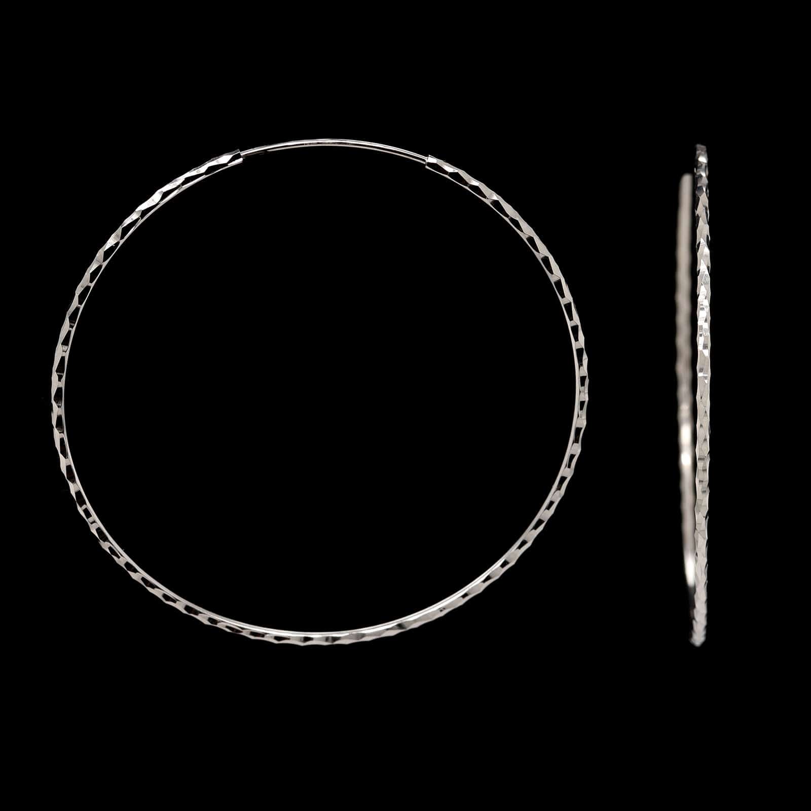 14K White Gold Estate Diamond Hoop Earrings