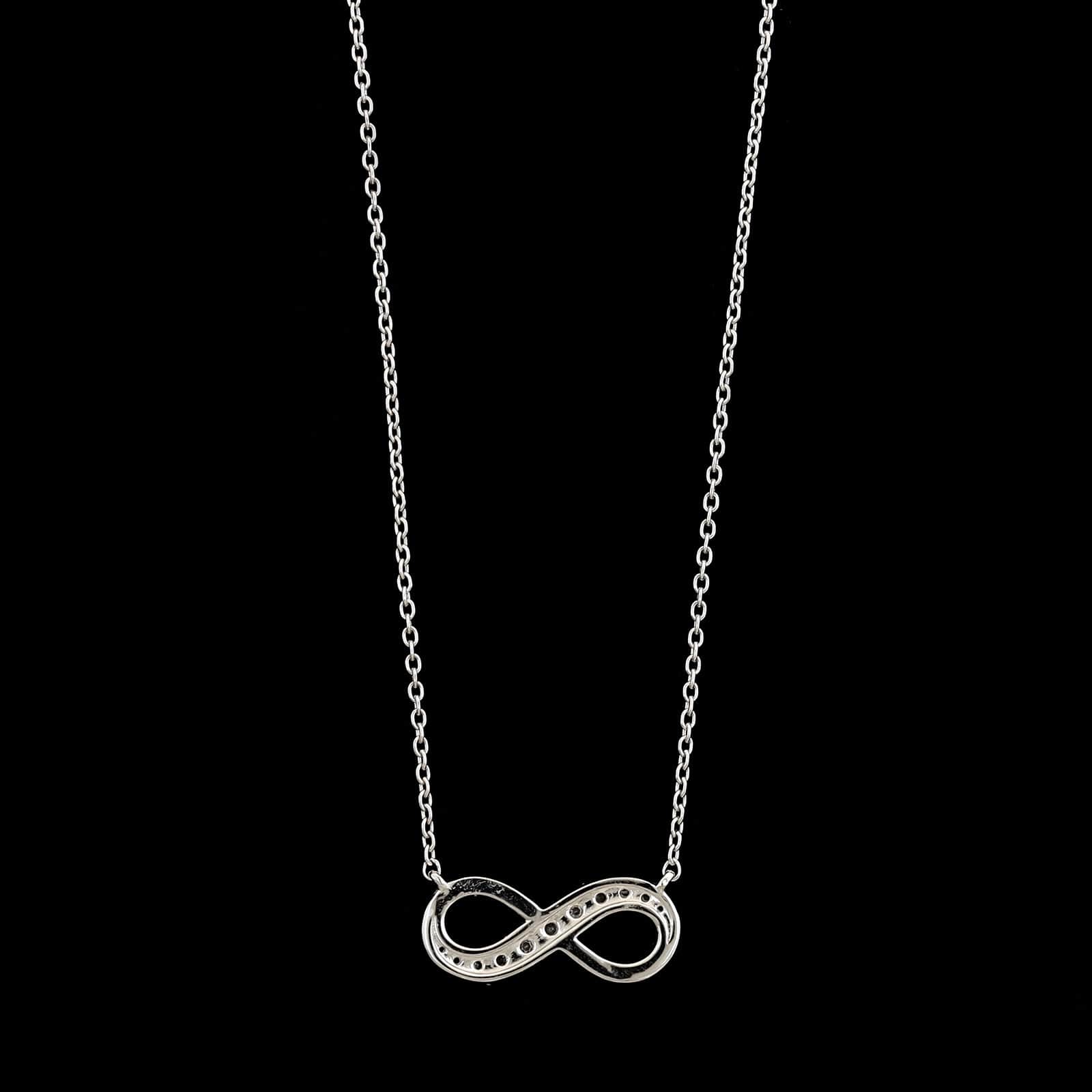 14K White Gold Estate Diamond Infinity Pendant Necklace - Image 2
