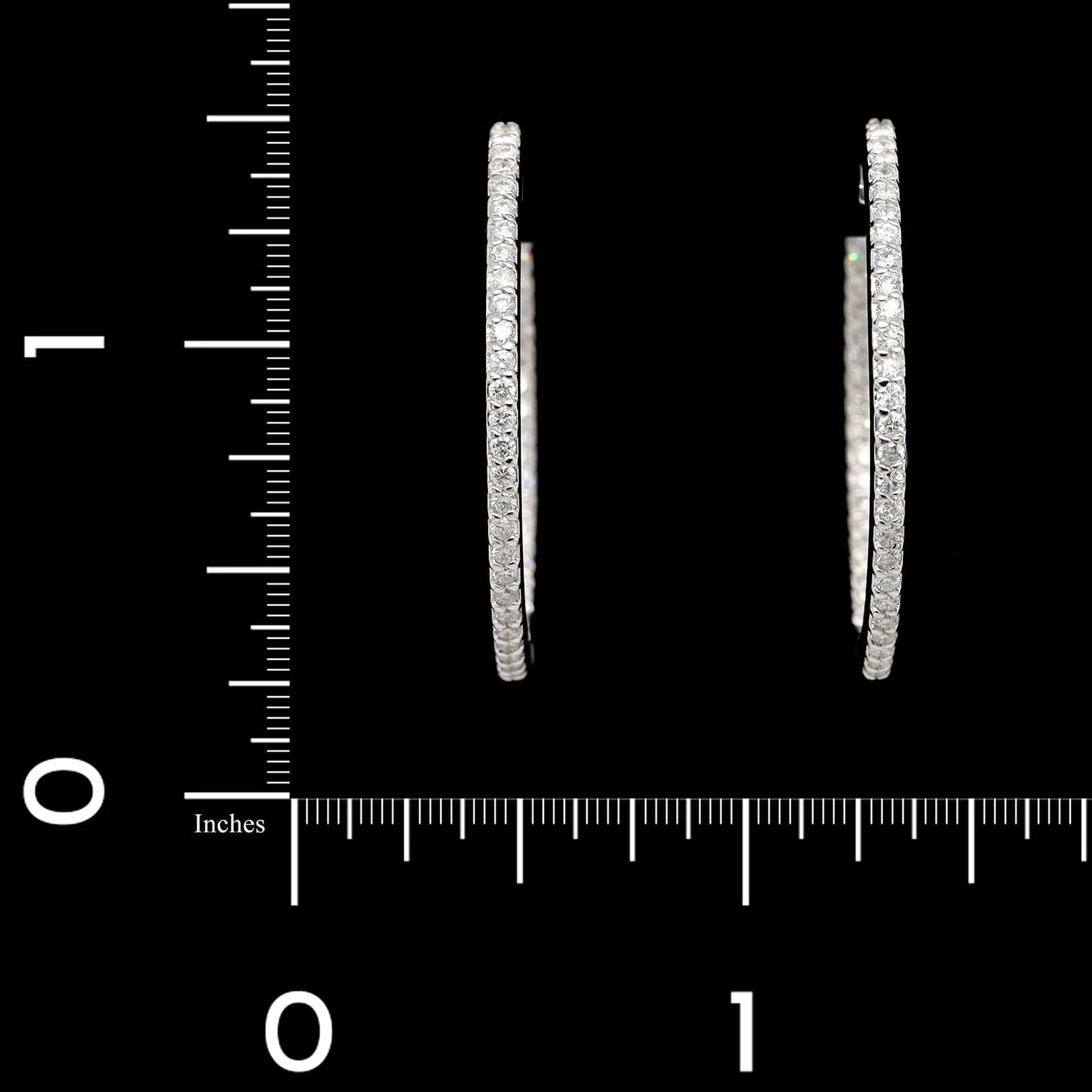 14K White Gold Estate Diamond Inside Out Hoops - Image 2