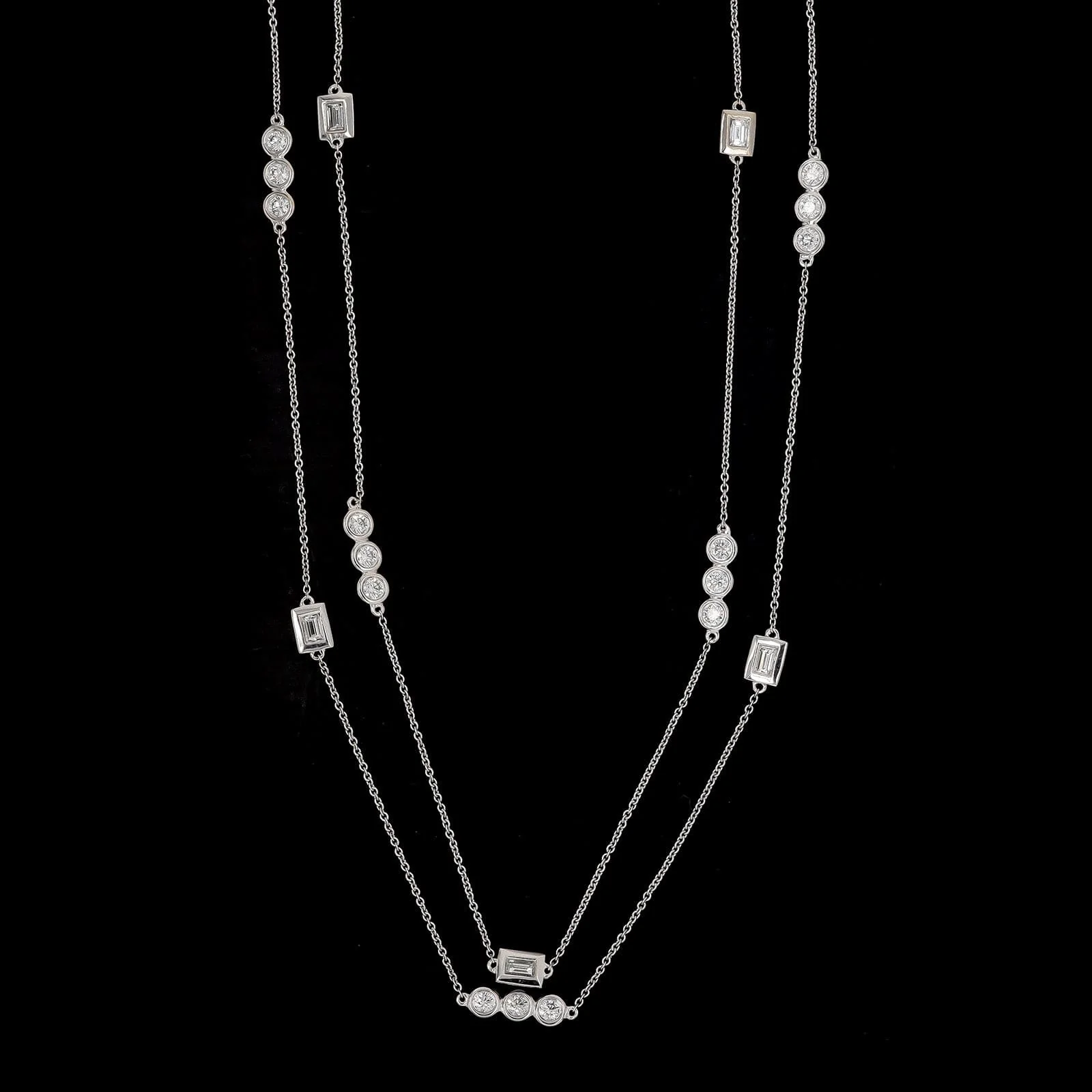 14K White Gold Estate Diamond Necklace - Image 2