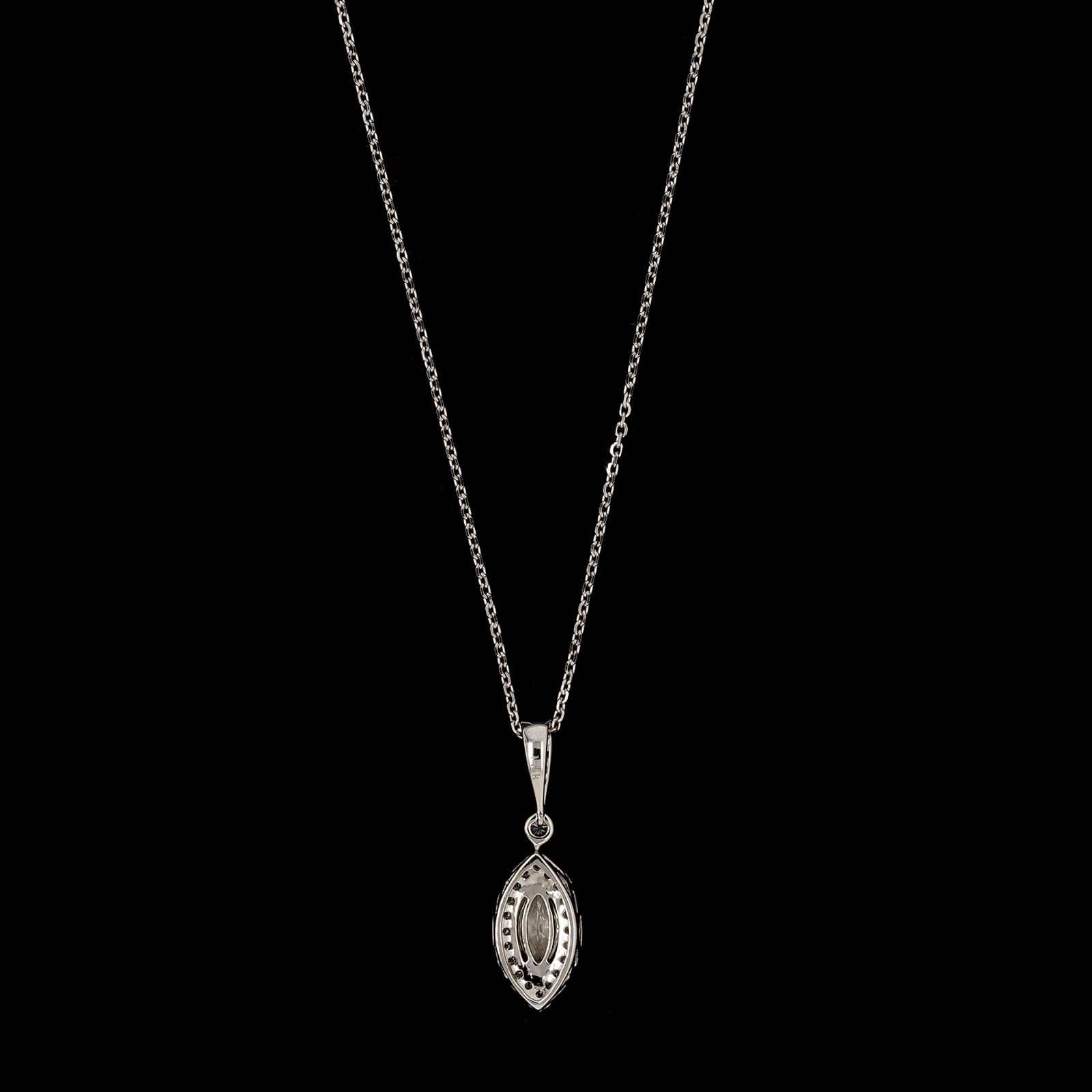 14K White Gold Estate Diamond Pendant Necklace - Image 2