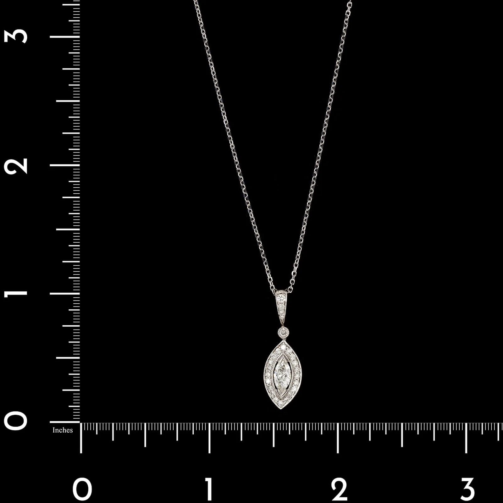 14K White Gold Estate Diamond Pendant Necklace - Image 4
