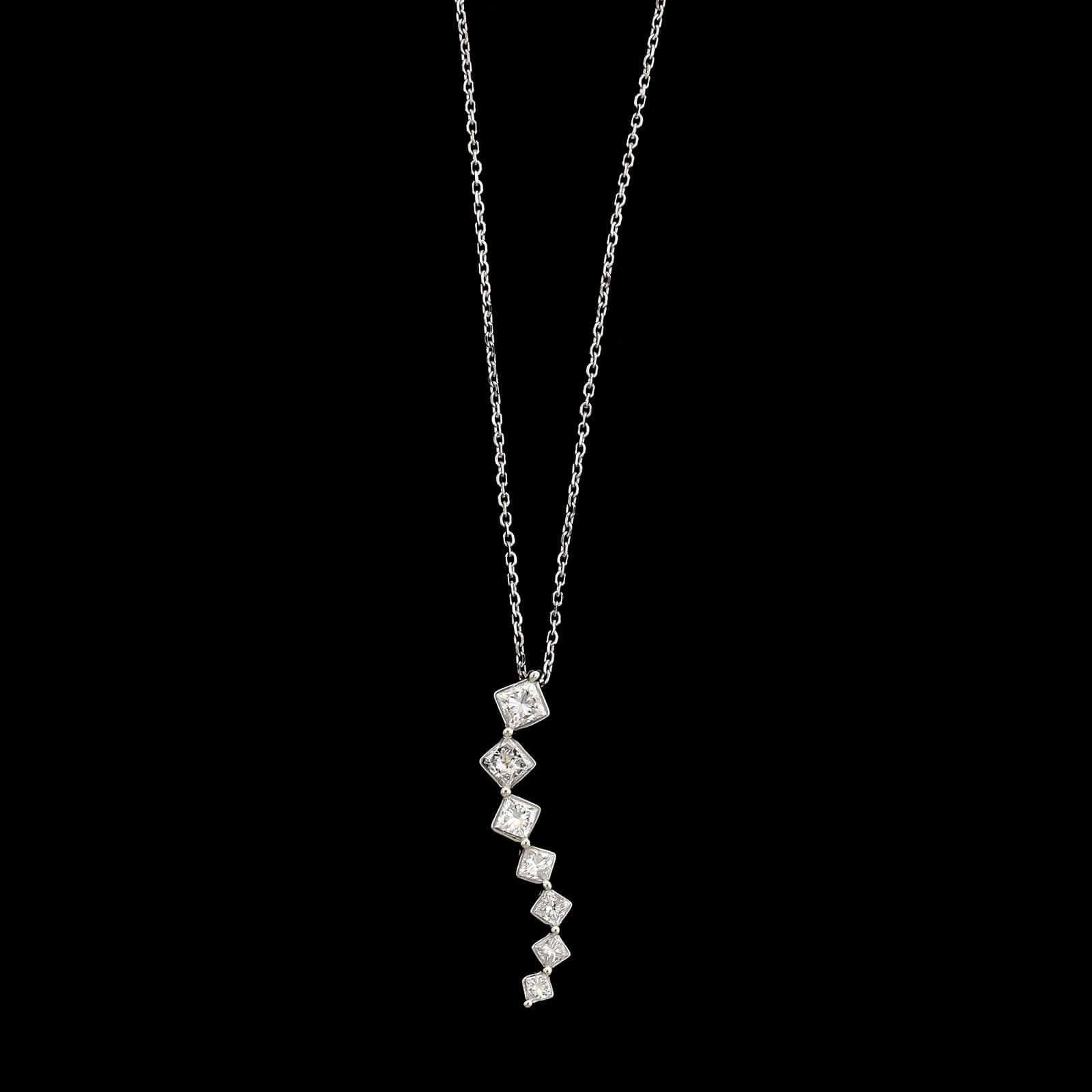 14K White Gold Estate Diamond Pendant Necklace