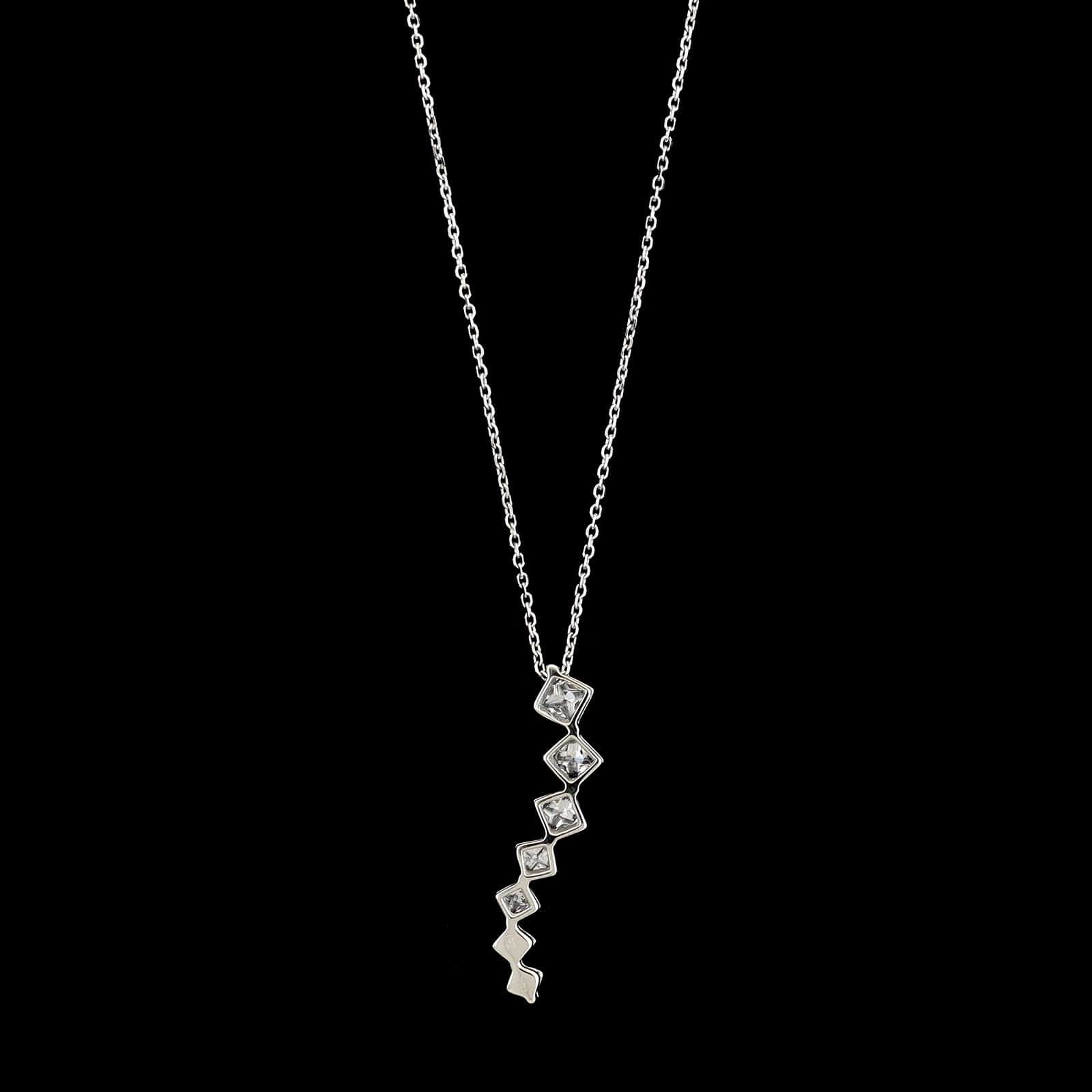 14K White Gold Estate Diamond Pendant Necklace - Image 2