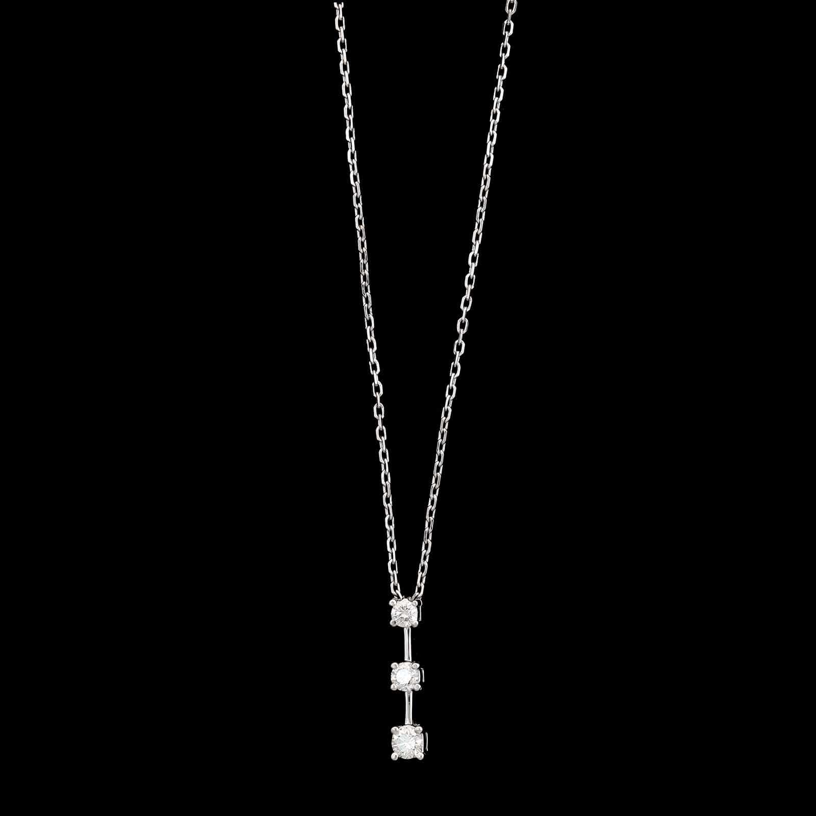 14K White Gold Estate Diamond Pendant Necklace
