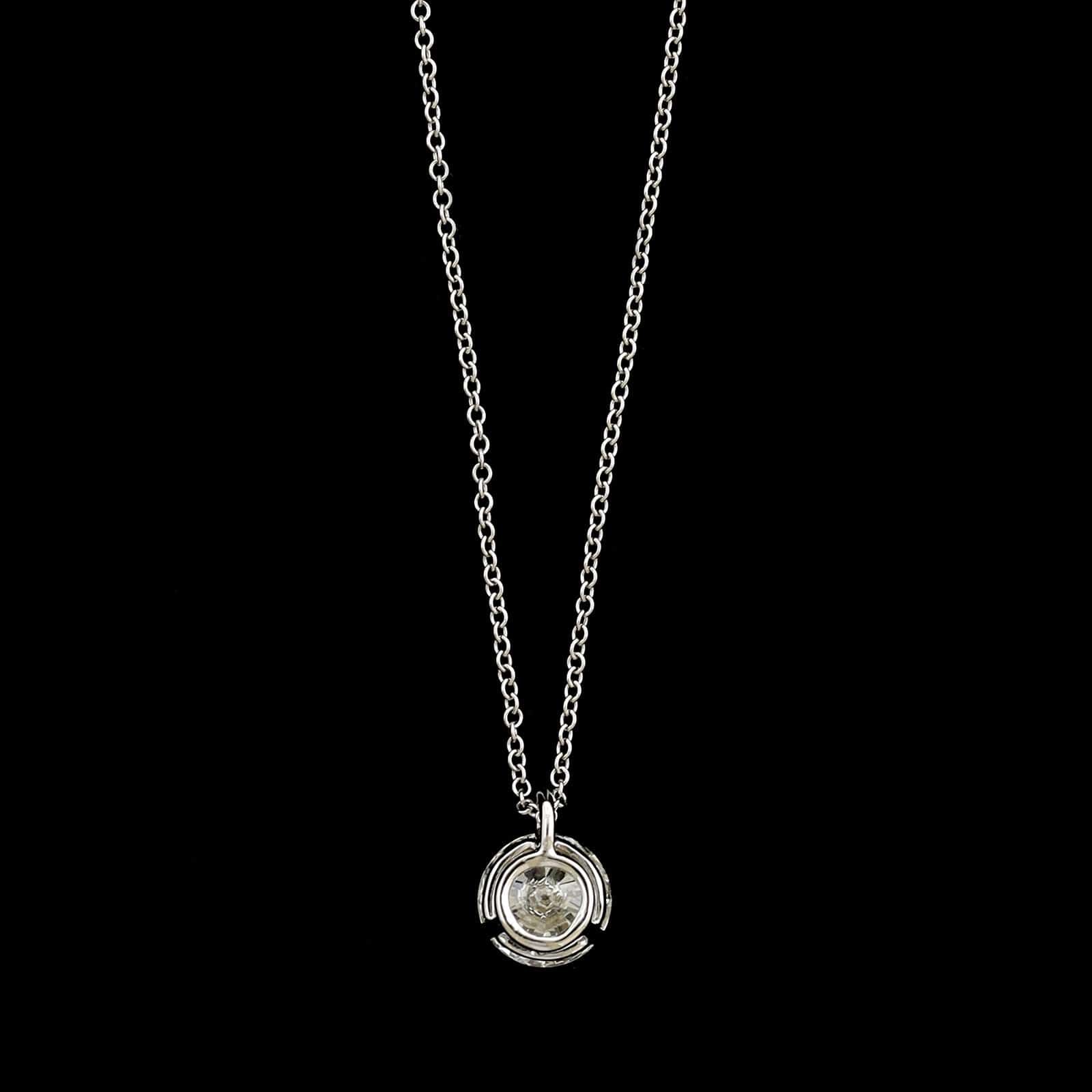 14K White Gold Estate Diamond Solitaire Pendant Necklace - Image 2