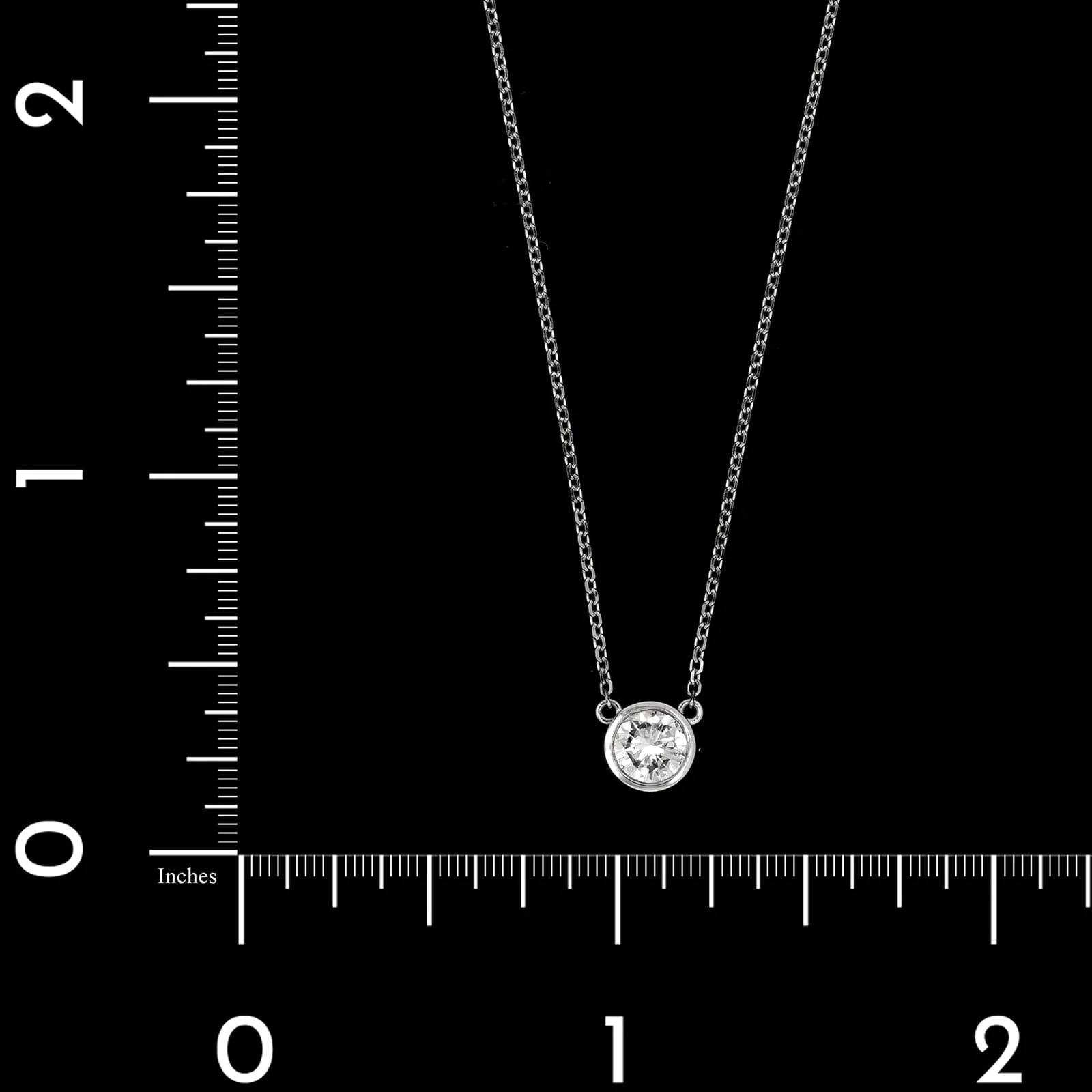 14K White Gold Estate Diamond Solitaire Pendant Necklace - Image 4