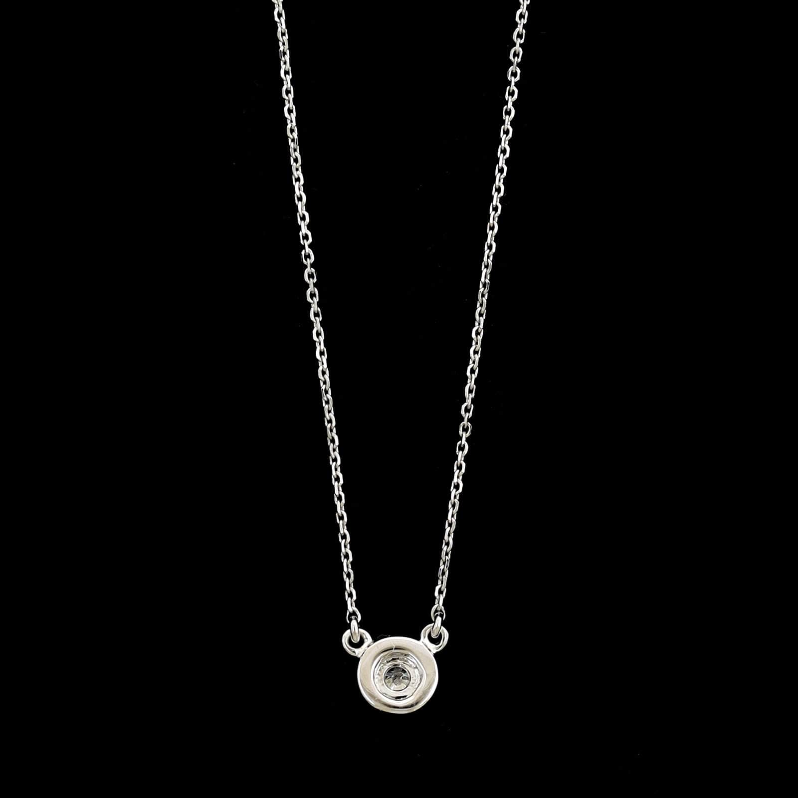 14K White Gold Estate Diamond Solitaire Pendant Necklace - Image 2