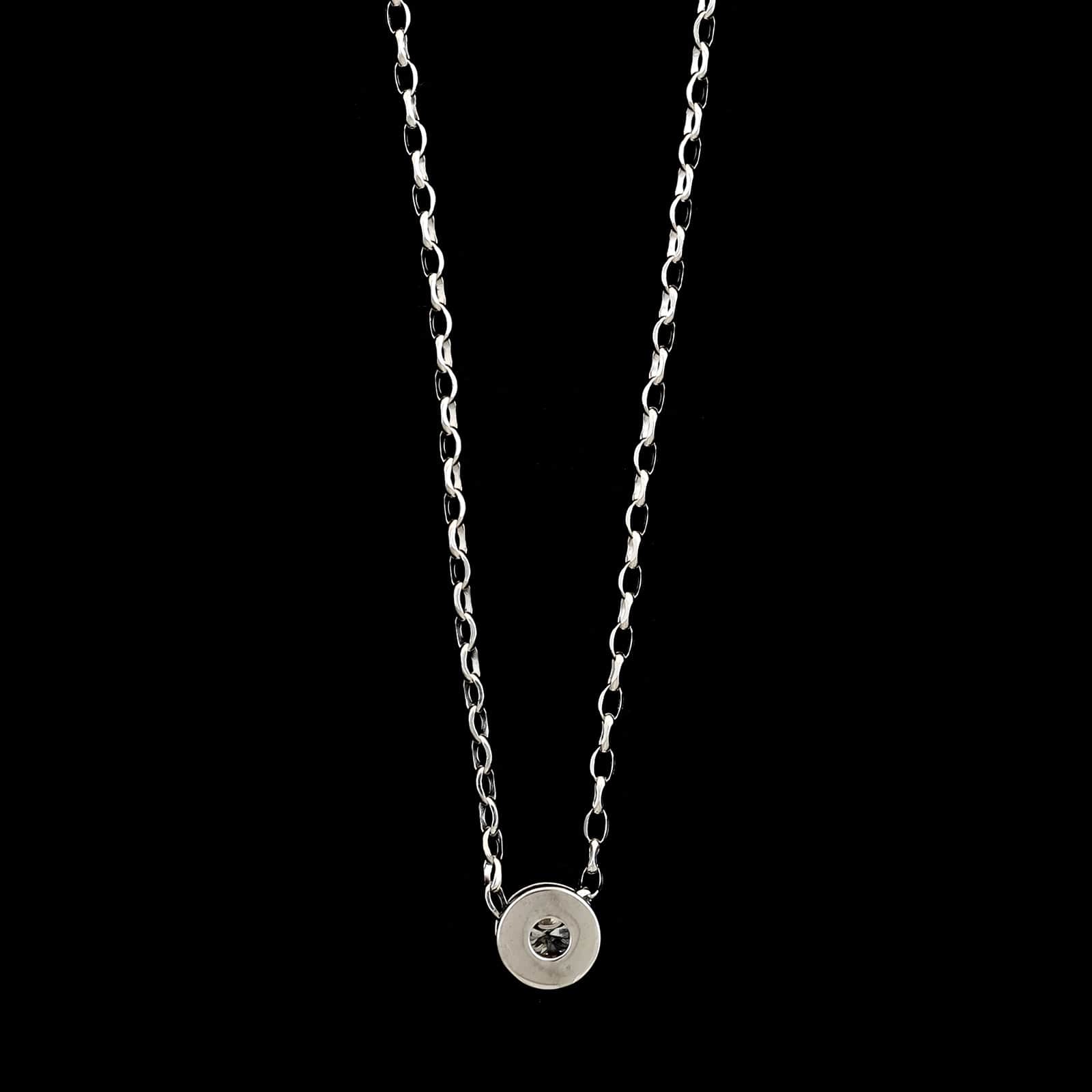 14K White Gold Estate Diamond Solitaire Pendant Necklace - Image 2