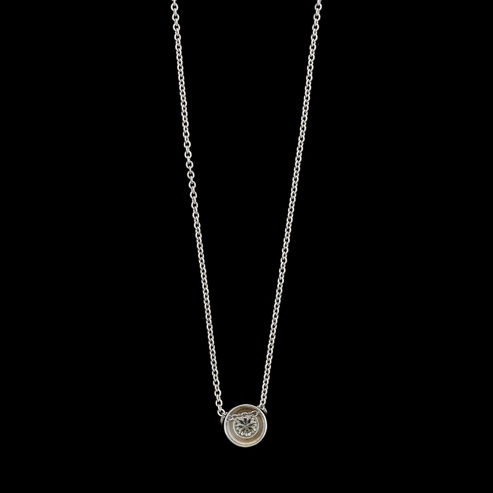 14K White Gold Estate Diamond Solitaire Pendant Necklace - Image 2