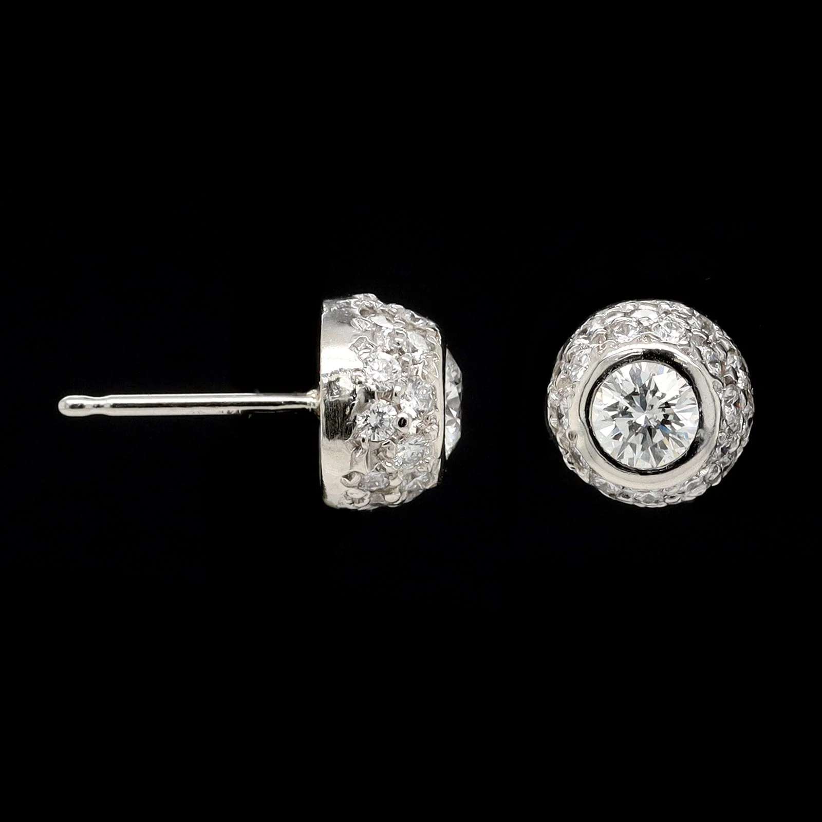 14K White Gold Estate Diamond Stud Earrings