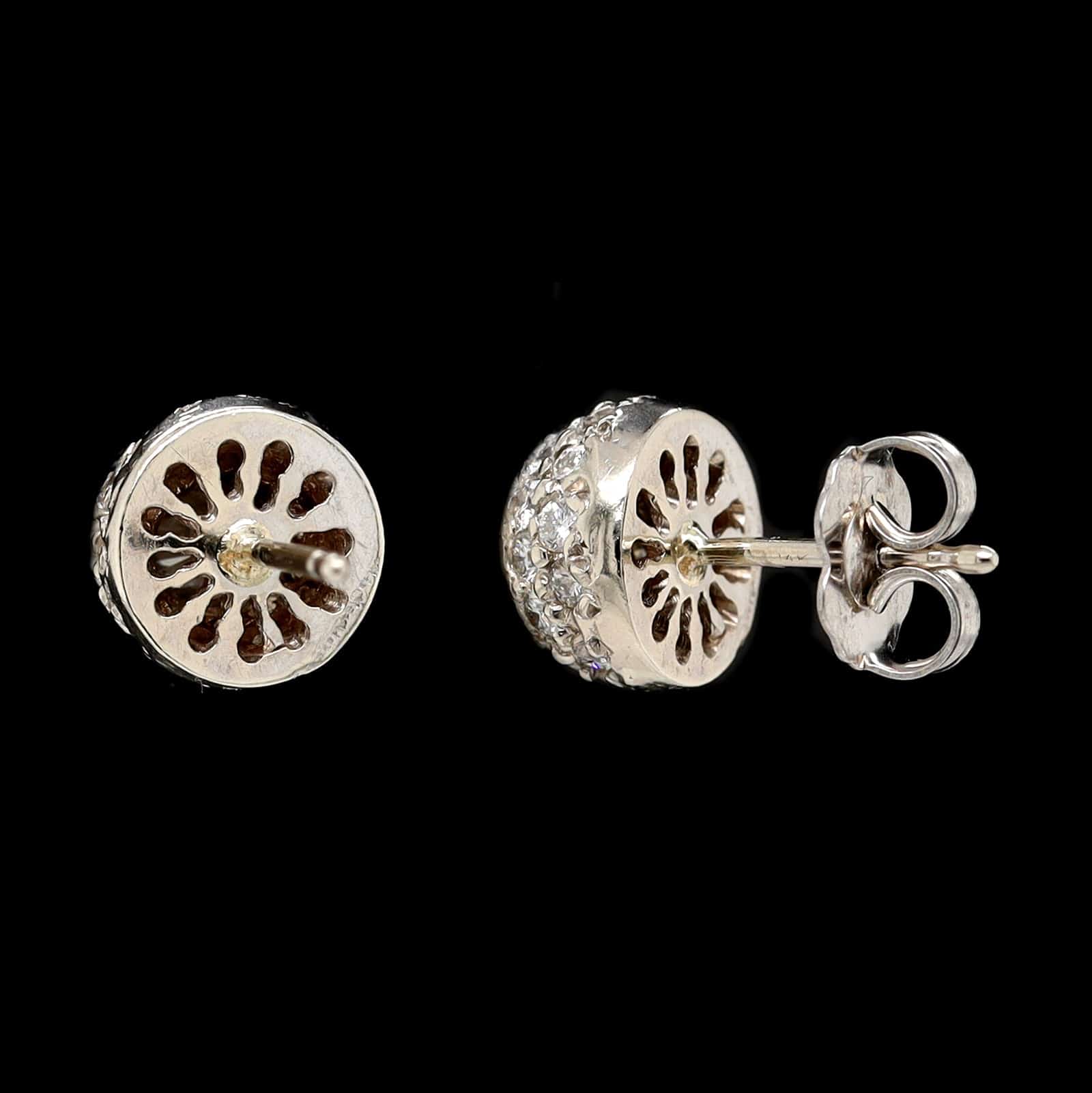 14K White Gold Estate Diamond Stud Earrings - Image 2