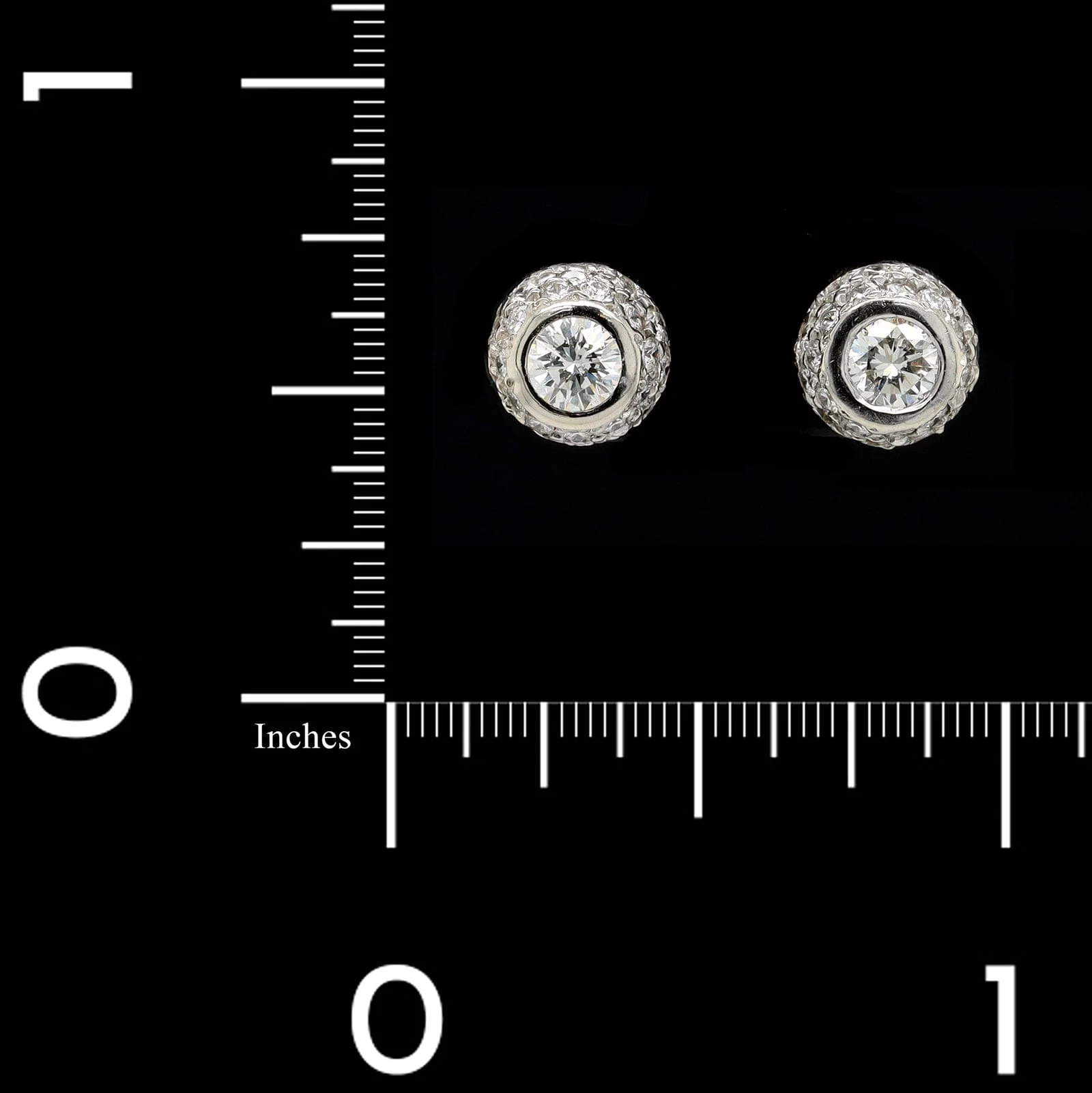 14K White Gold Estate Diamond Stud Earrings - Image 3