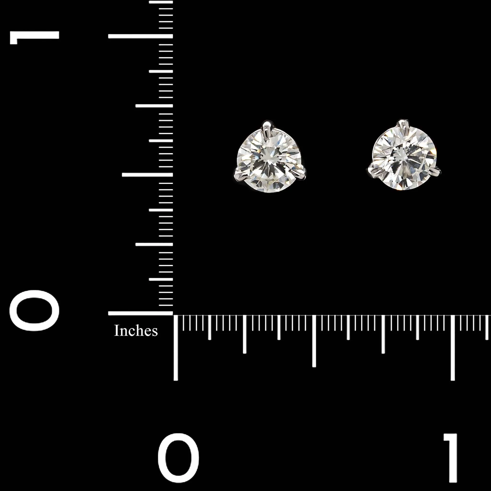 14K White Gold Estate Diamond Stud Earrings - Image 2