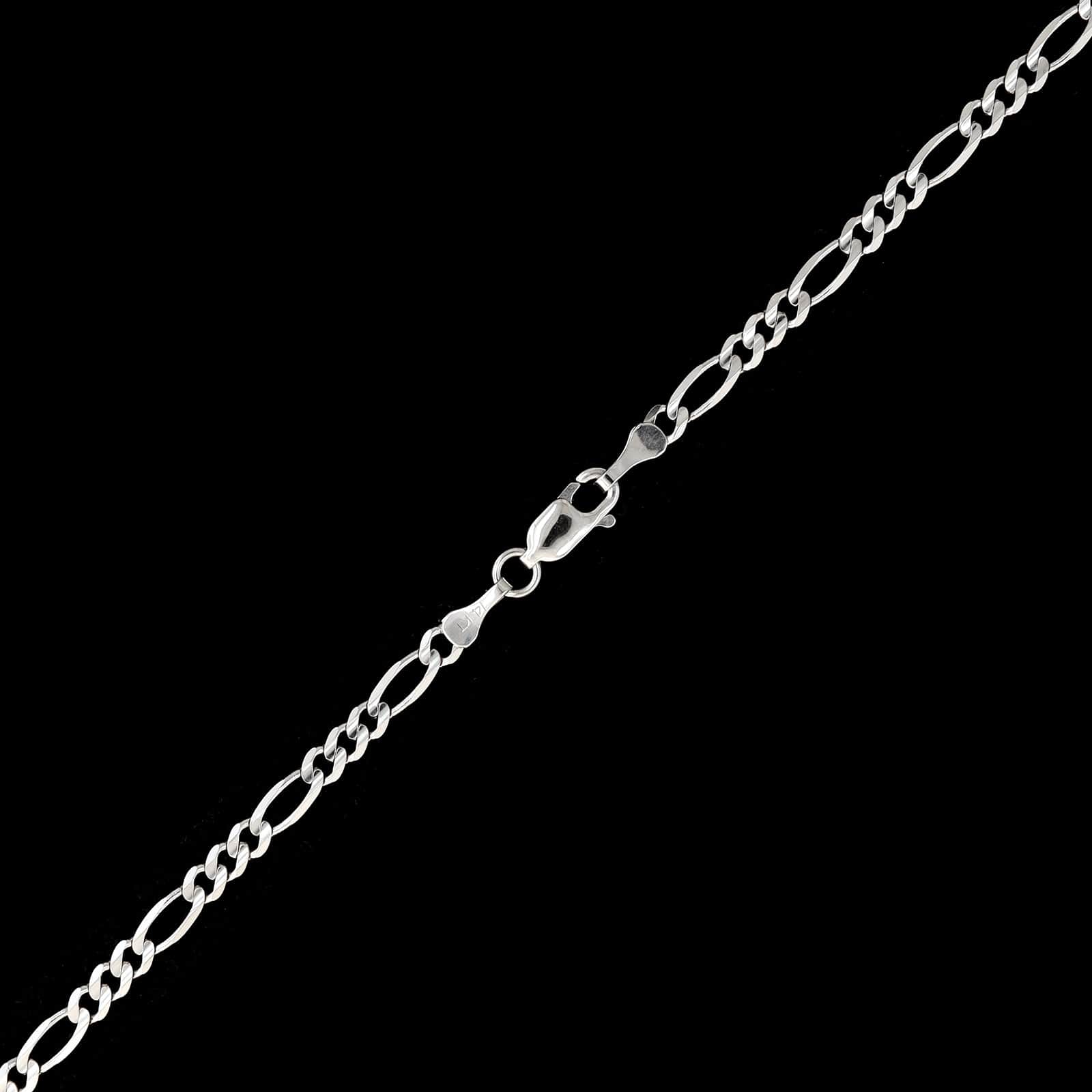 14K White Gold Estate Figaro Link Chain - Image 2
