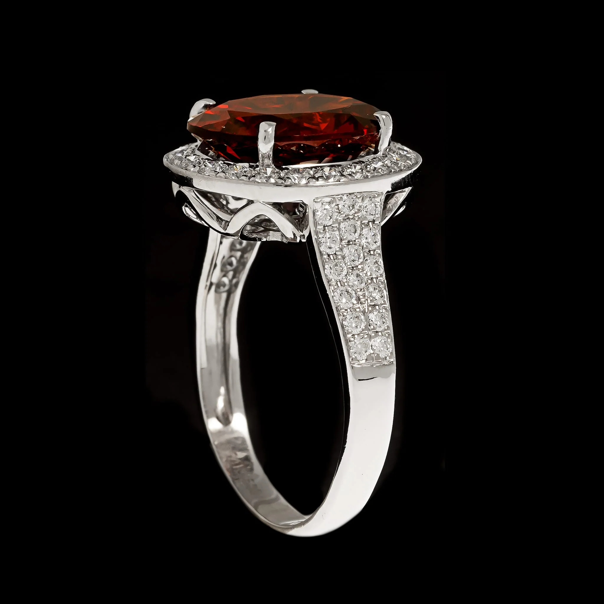 14K White Gold Estate Garnet and Diamond Ring - Image 2