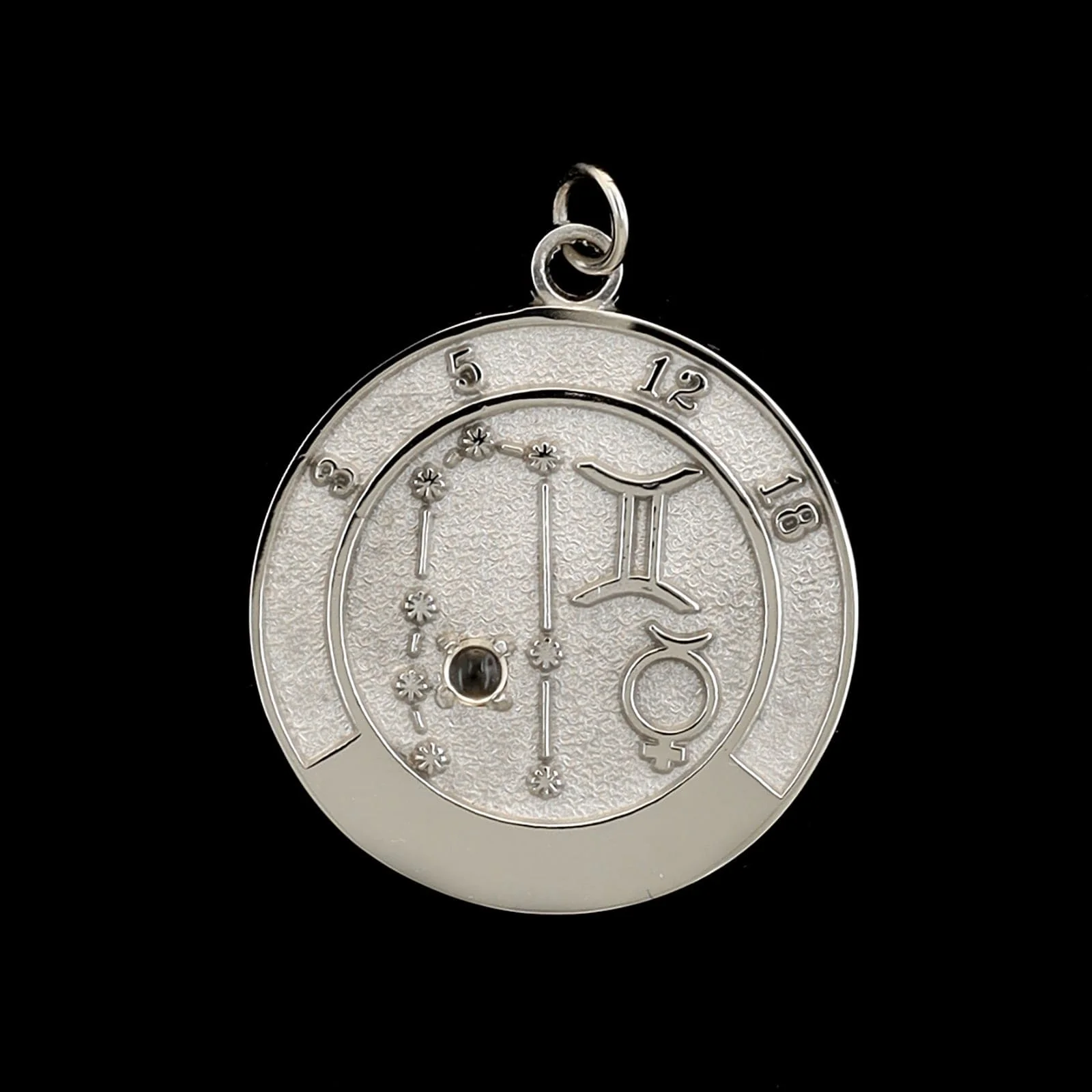 14K White Gold Estate Gemini Zodiac Pendant