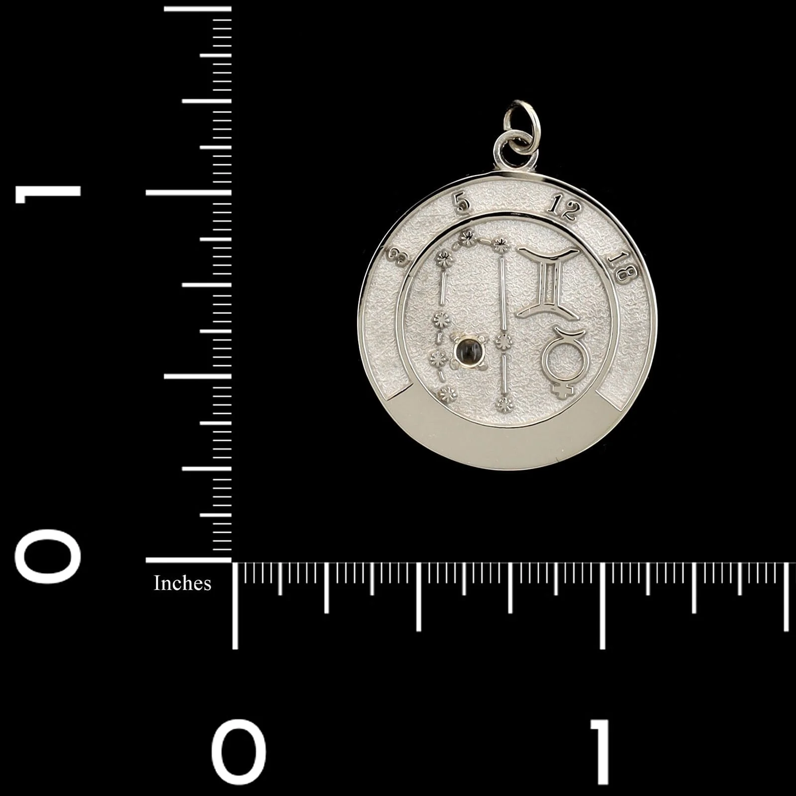 14K White Gold Estate Gemini Zodiac Pendant - Image 3