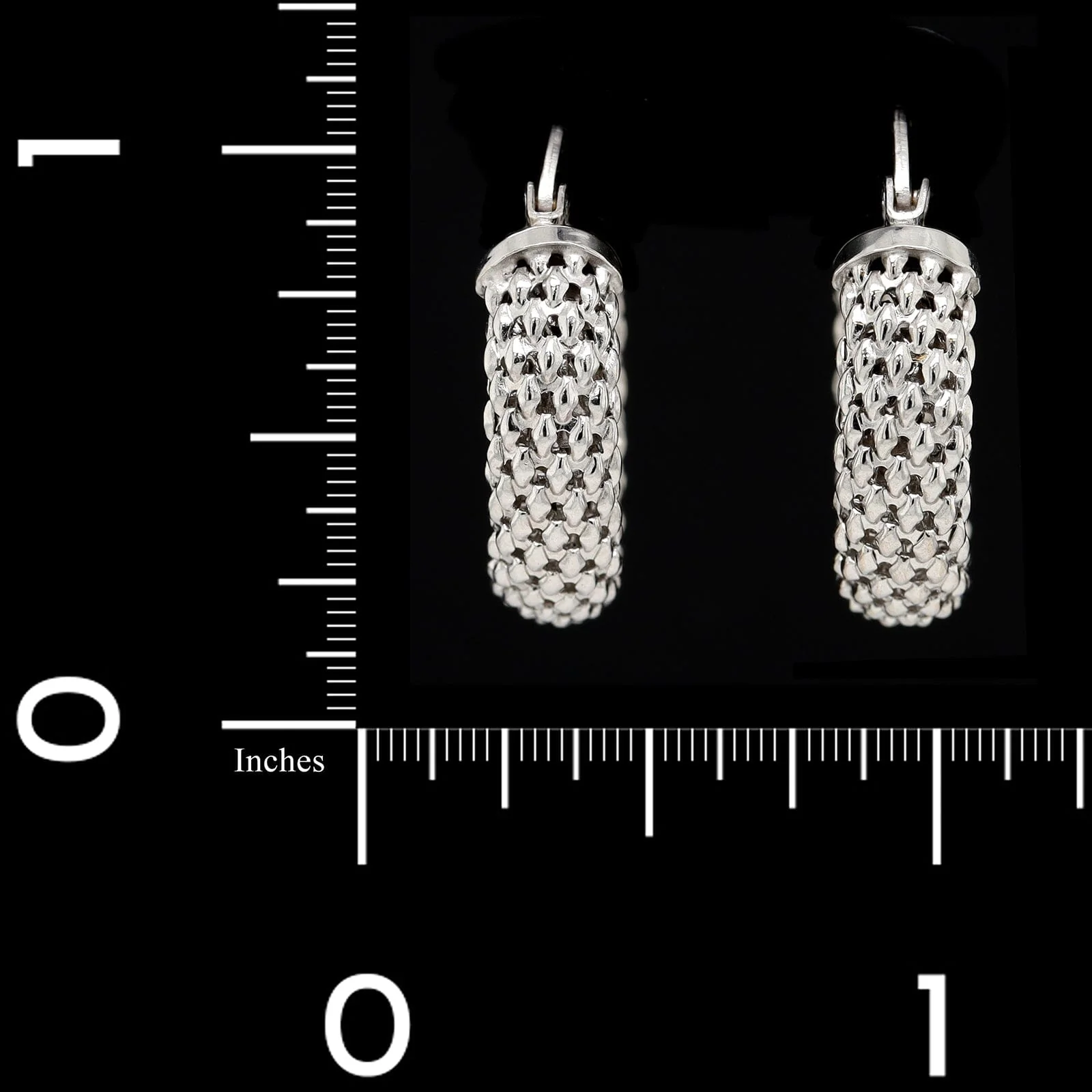 14K White Gold Estate Hoop Earrings - Image 2