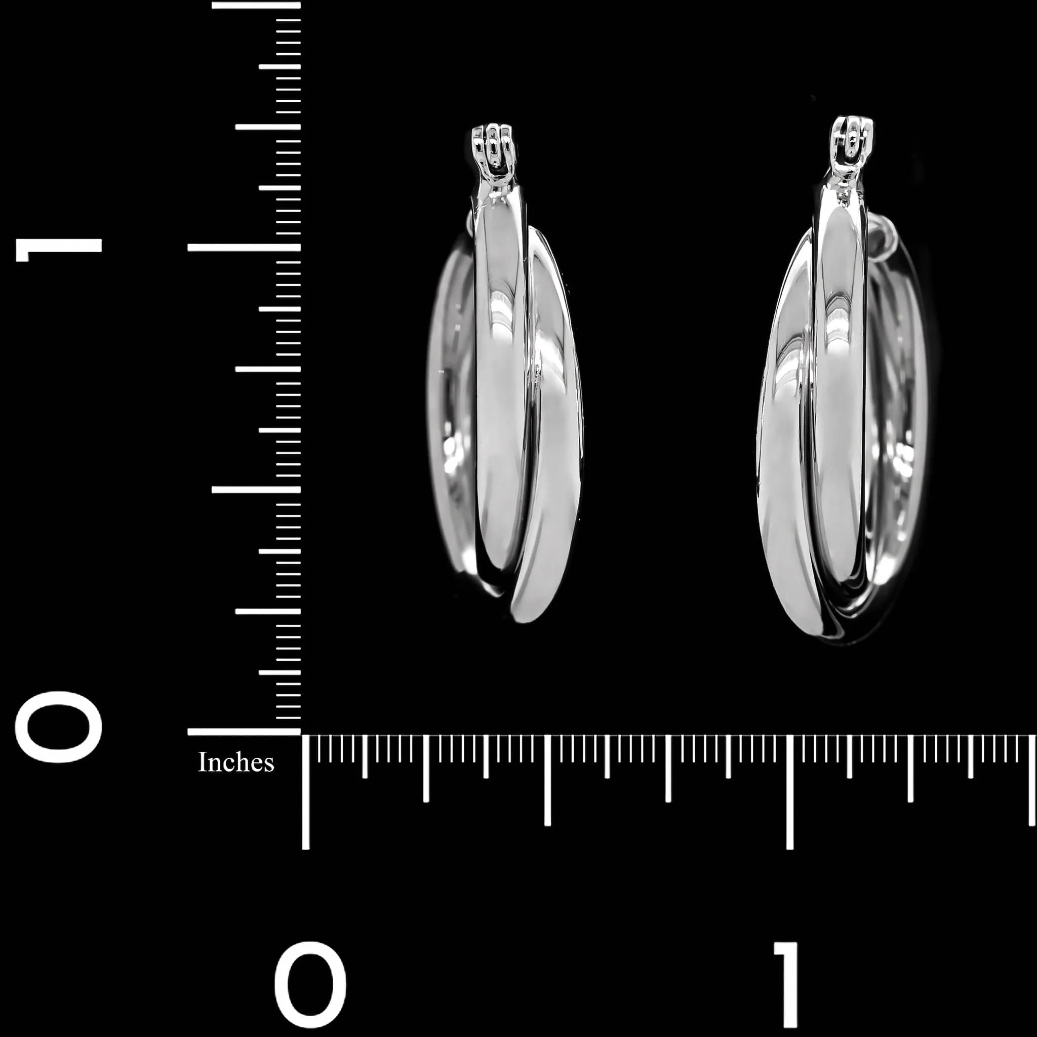 14K White Gold Estate Hoop Earrings - Image 2