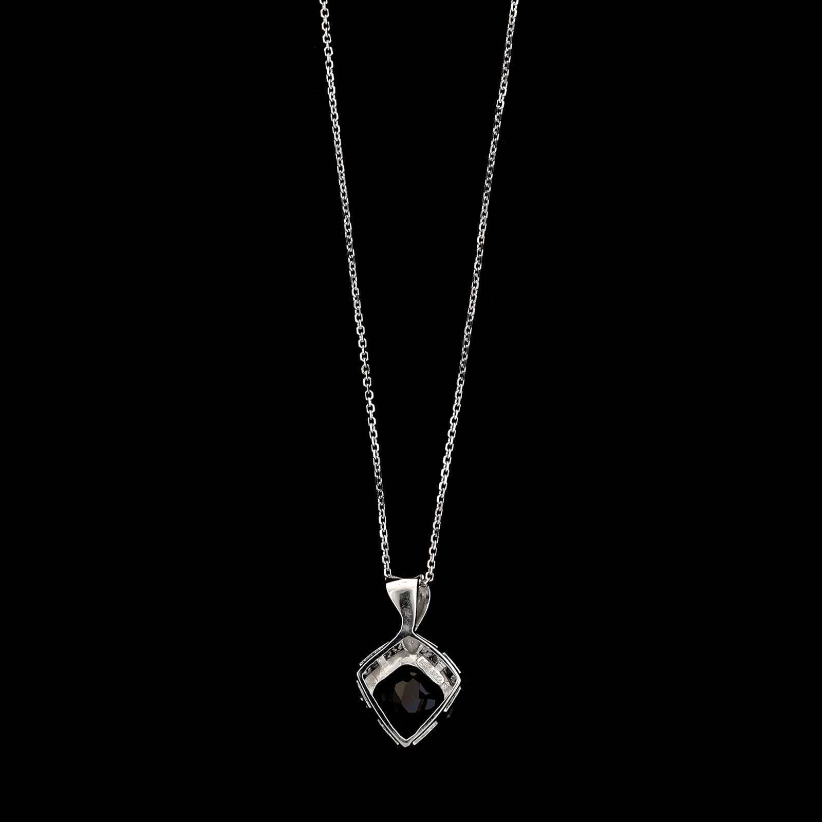 14K White Gold Estate Iolite and Diamond Pendant Necklace - Image 2