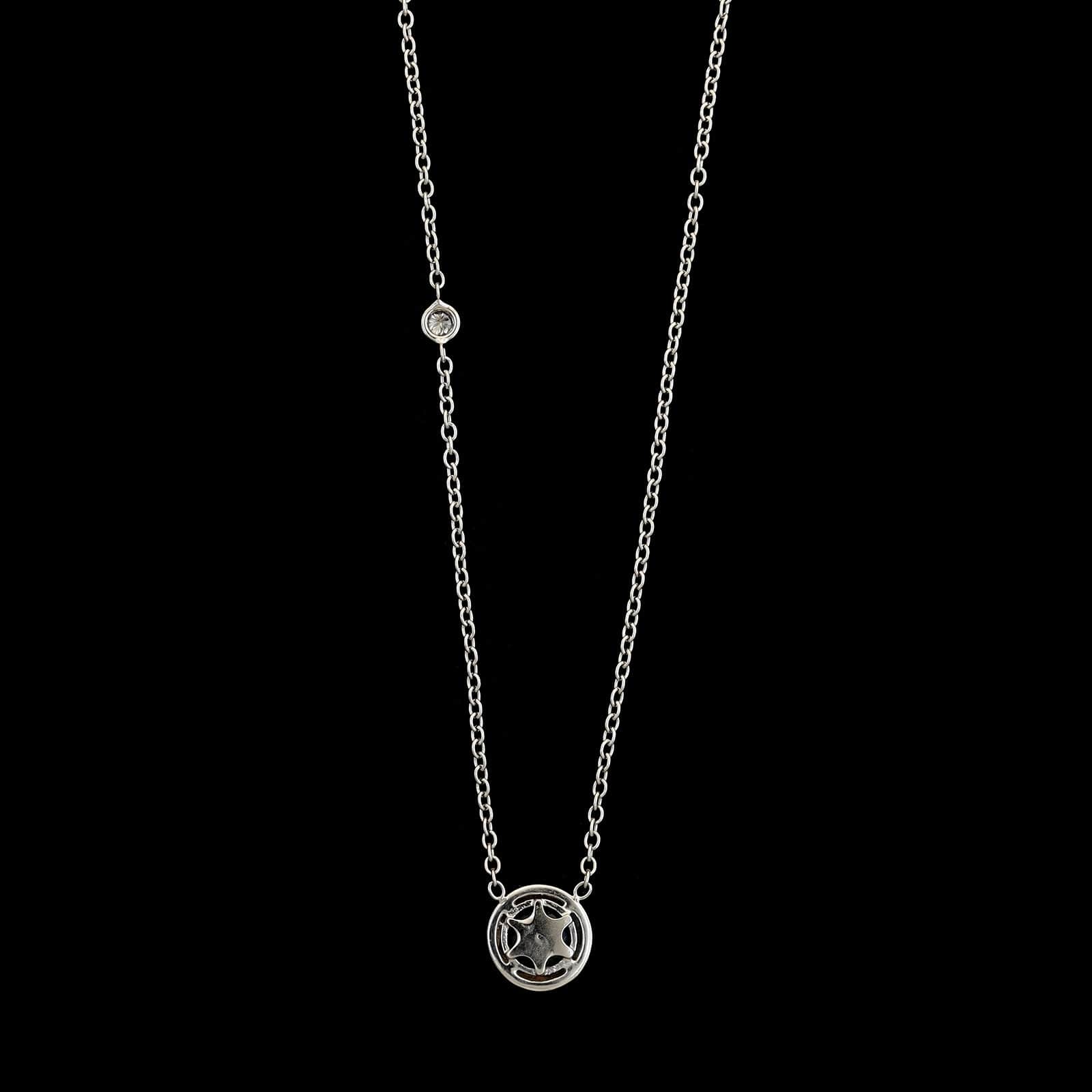 14K White Gold Estate Labradorite and Diamond Pendant Necklace - Image 2