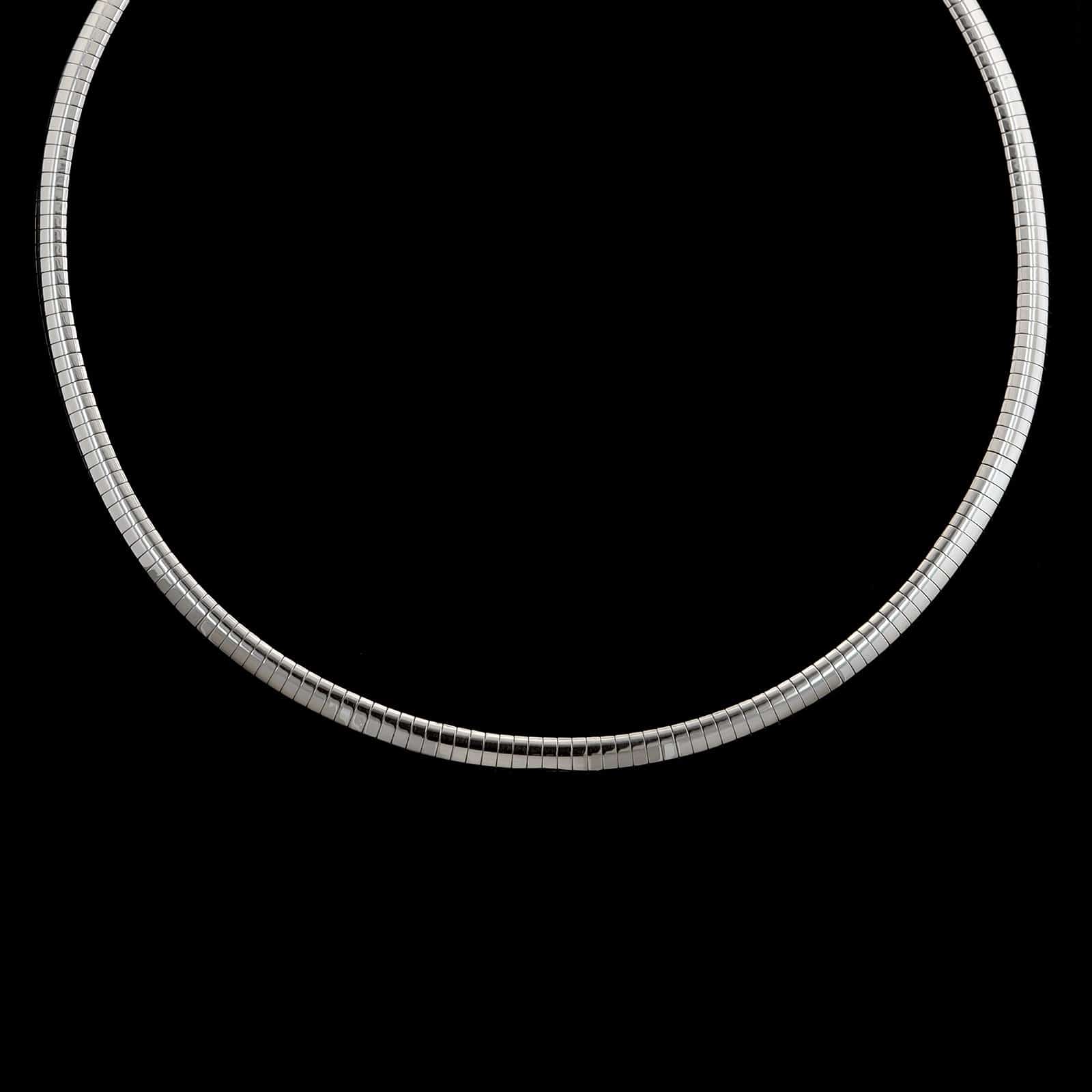 14K White Gold Estate Omega Chain Necklace