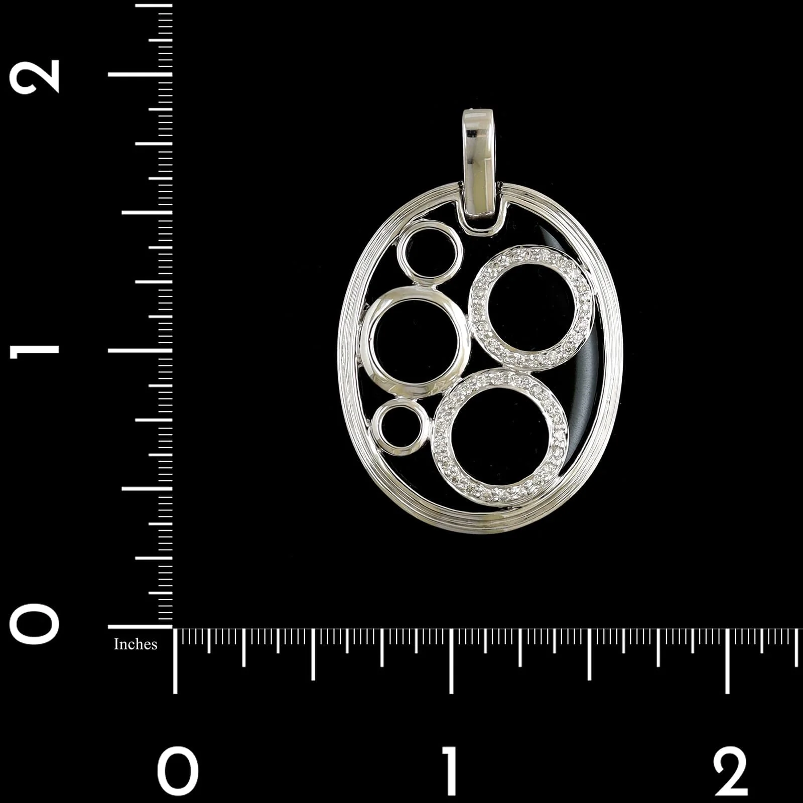 14K White Gold Estate Onyx and Diamond Pendant - Image 3